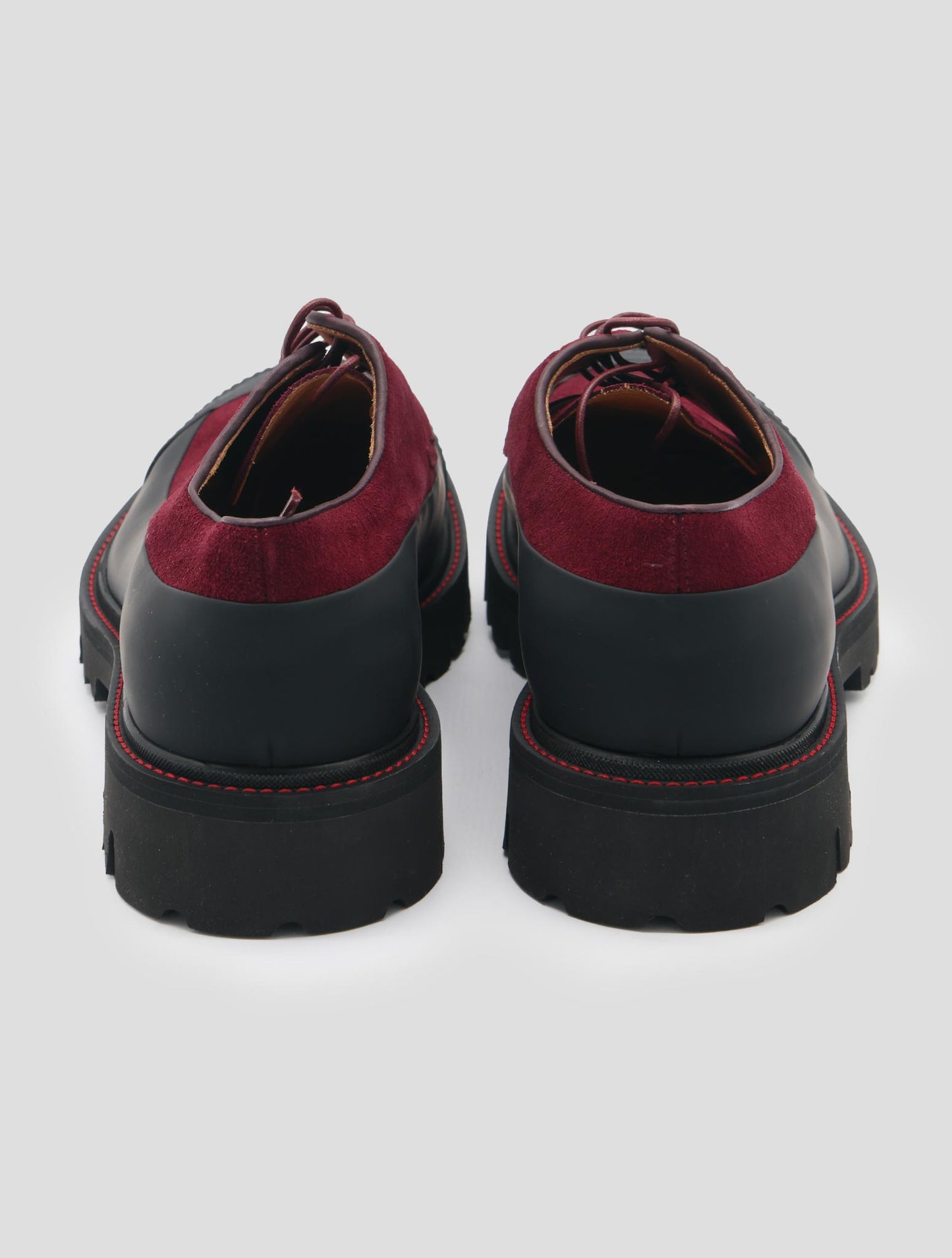 Kiton Burgundy Black Leather Suede Shoes