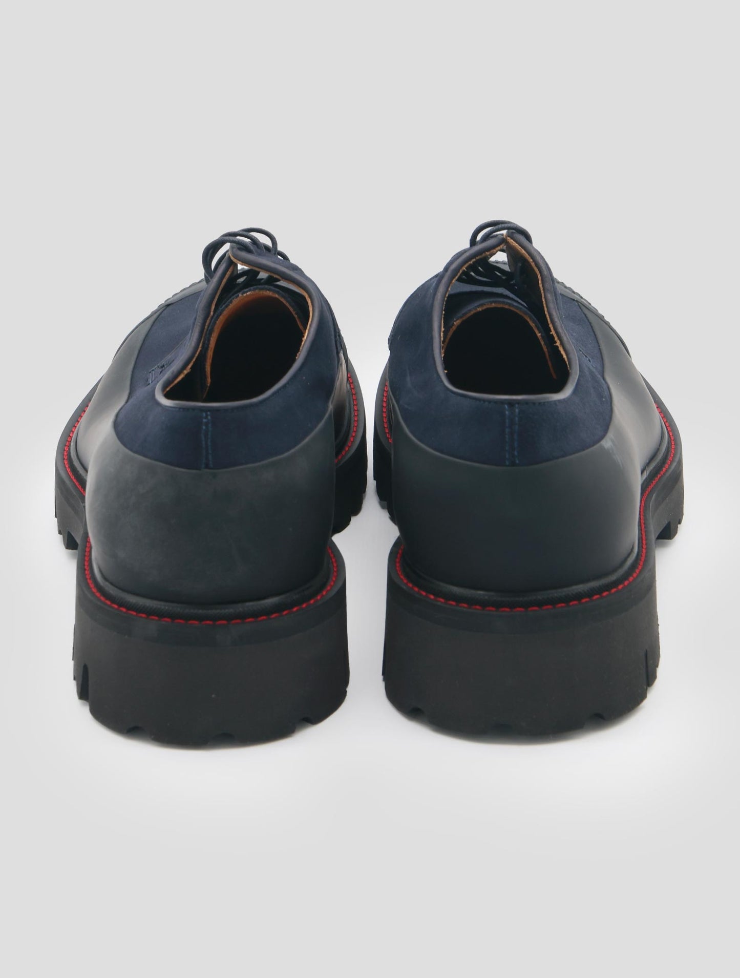 Kiton Blue Black Leather Suede Shoes