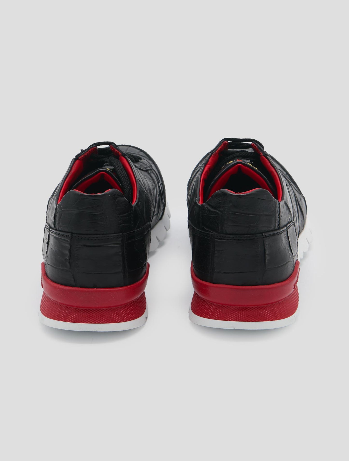 Kiton Black Leather Crocodile Sneakers