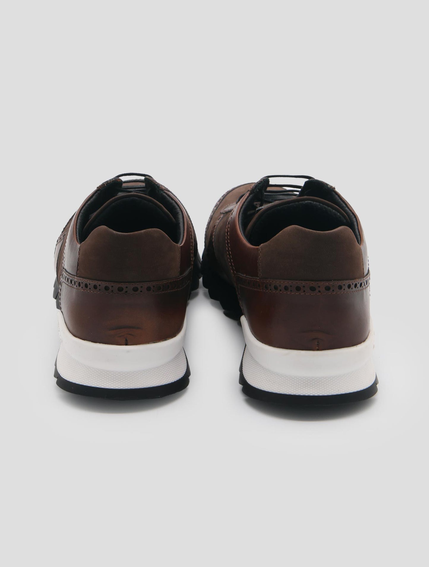 Kiton Brown Leather Leather Suede Sneakers