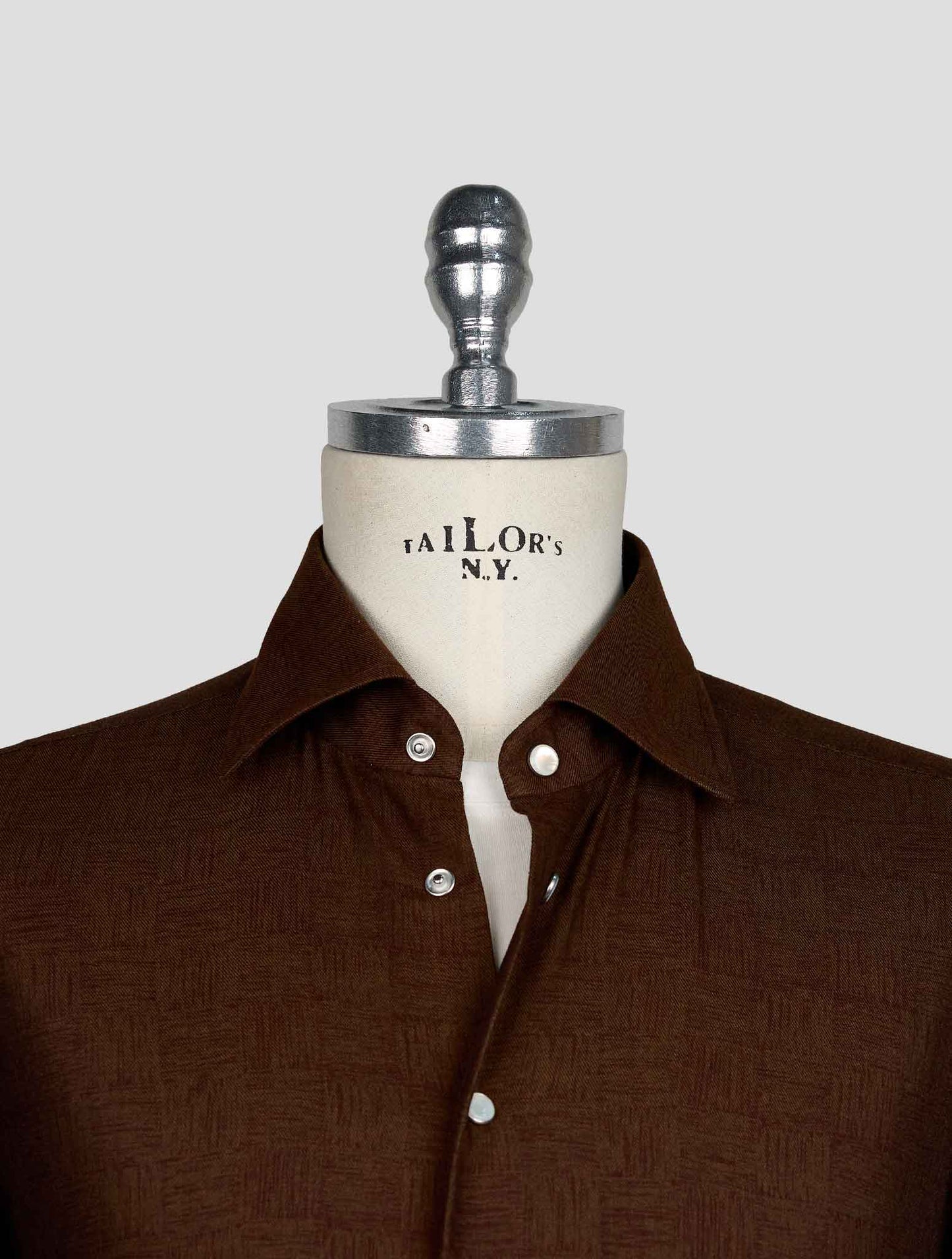 KITON BROWN COTTON SHIRT