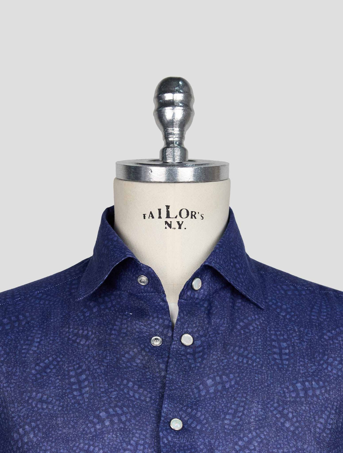 KITON BLUE LIGHT BLUE LINEN SHIRT