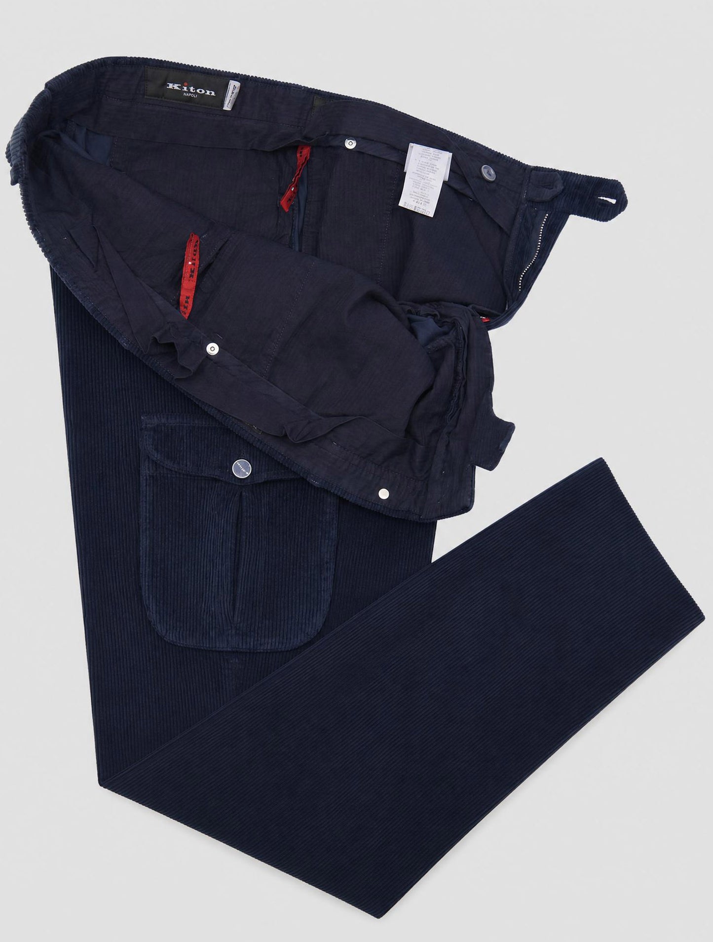 Kiton Blue Cotton Cashmere Ea Cargo Velvet Pants