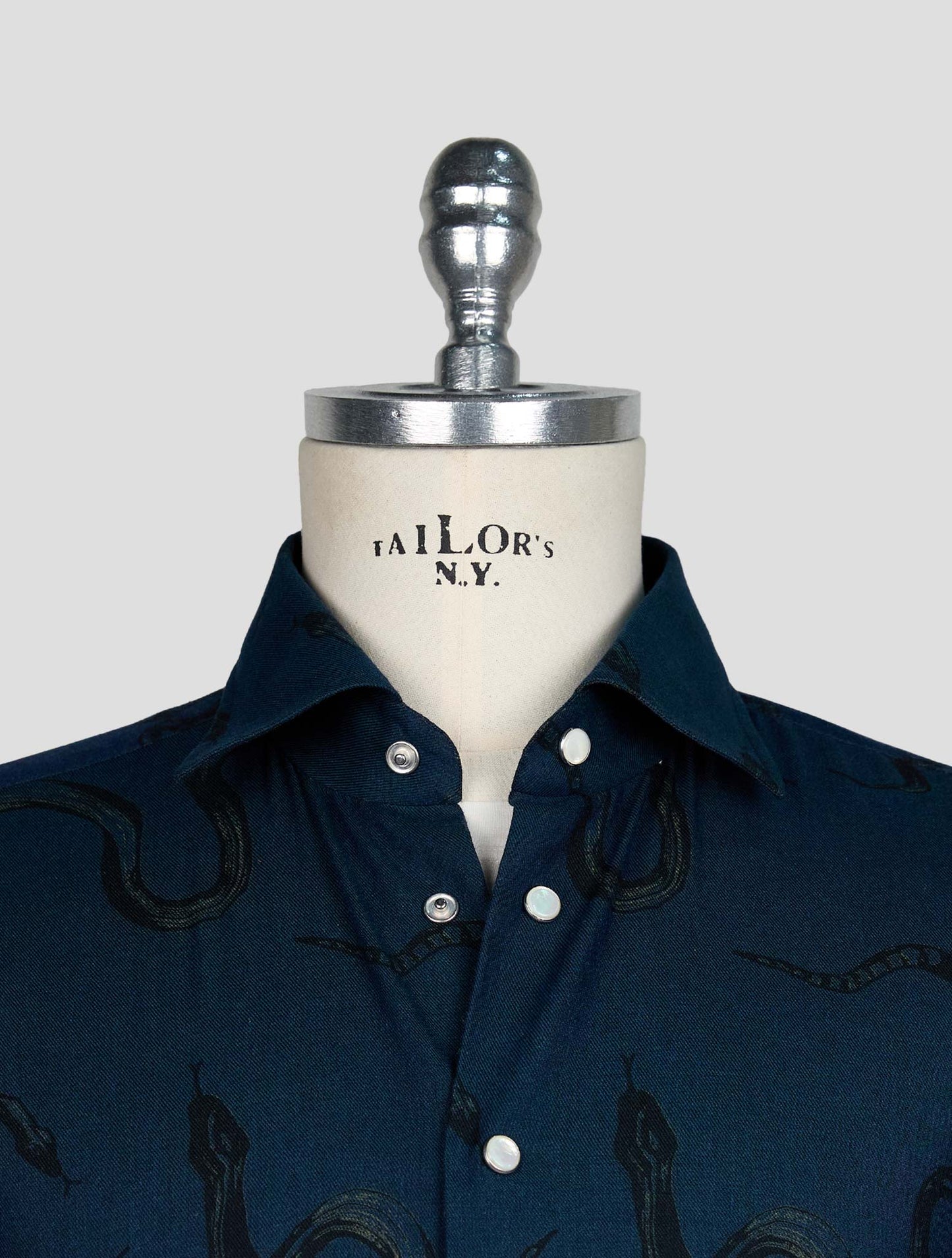 KITON BLUE COTTON SHIRT