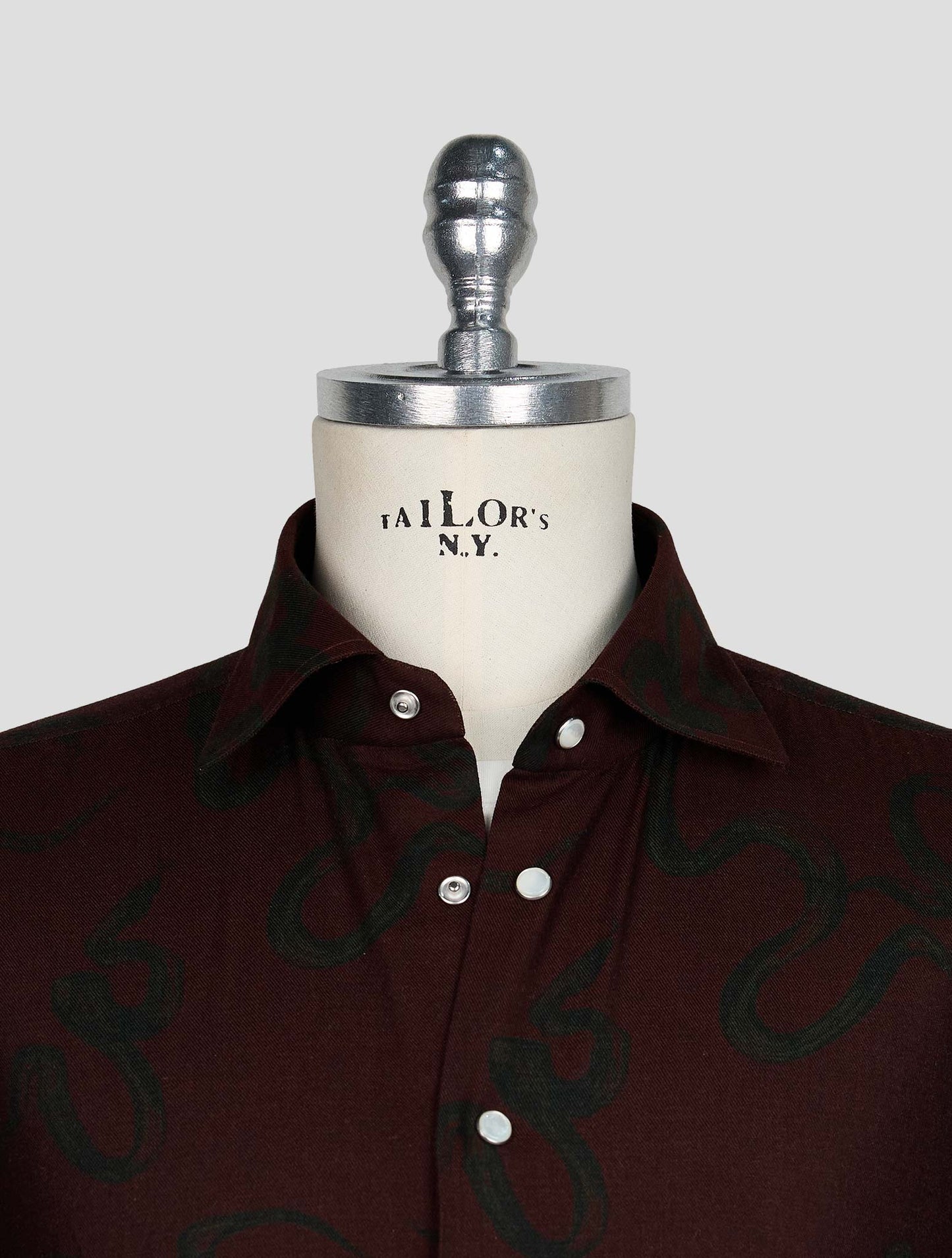 KITON BURGUNDY DARK GREEN COTTON SHIRT