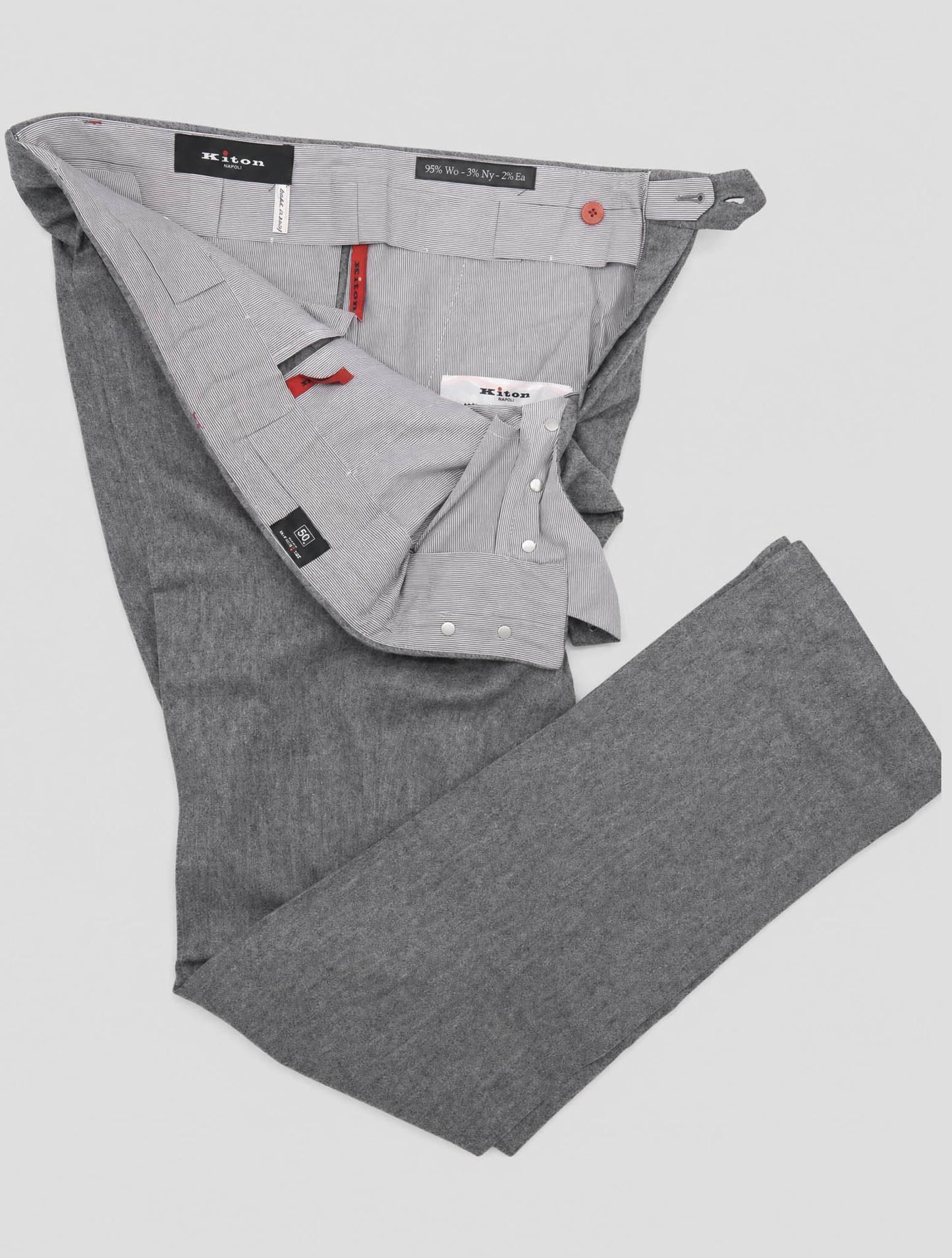 Kiton Gray Virgin Wool Nylon Ea Pants
