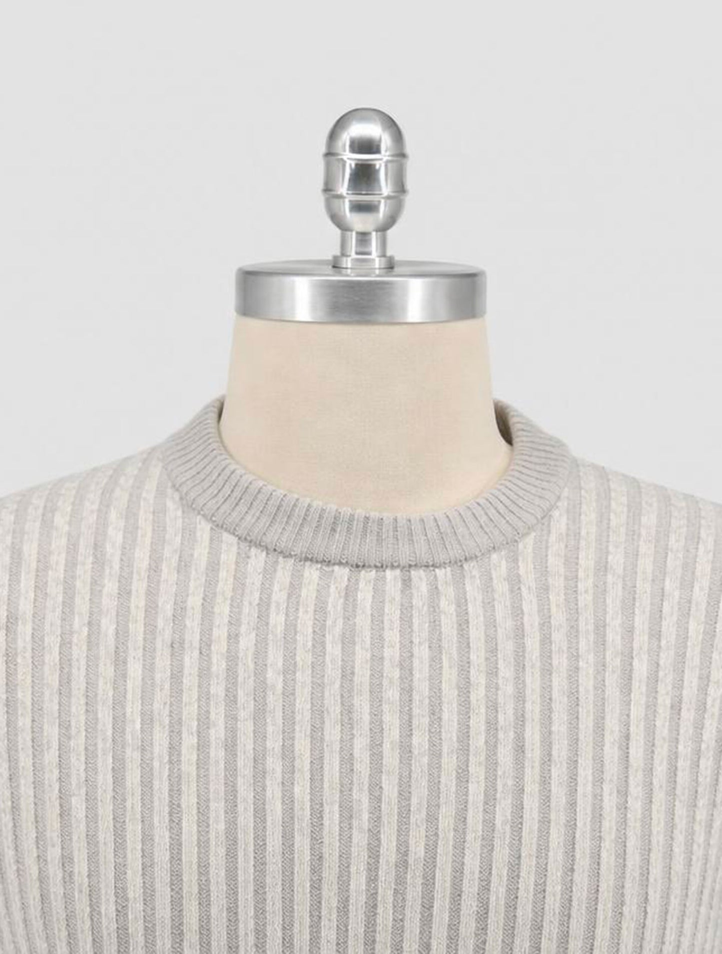 Kiton Beige White Cashmere Sweater Crewneck