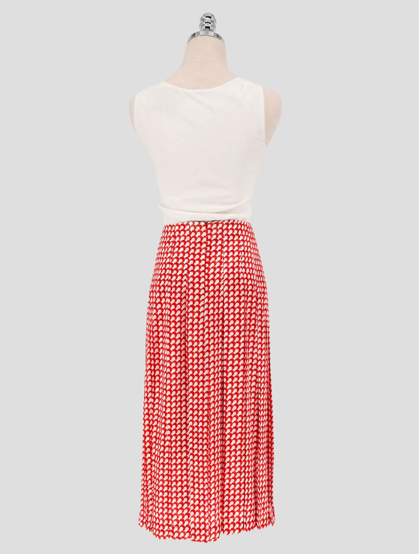Kiton Red White Siilk Skirt Women