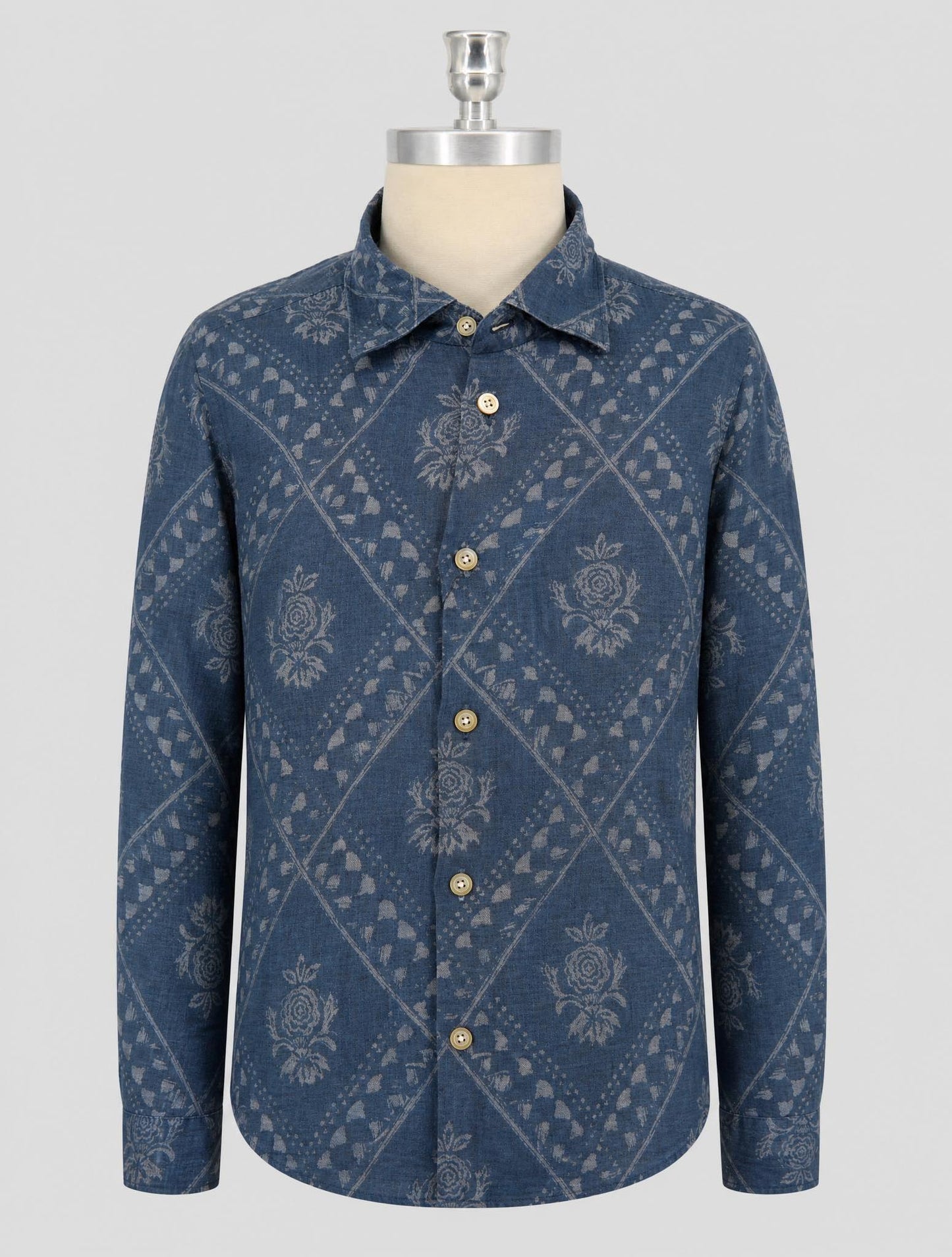 Kiton Blue Gray Linen Washed Shirt