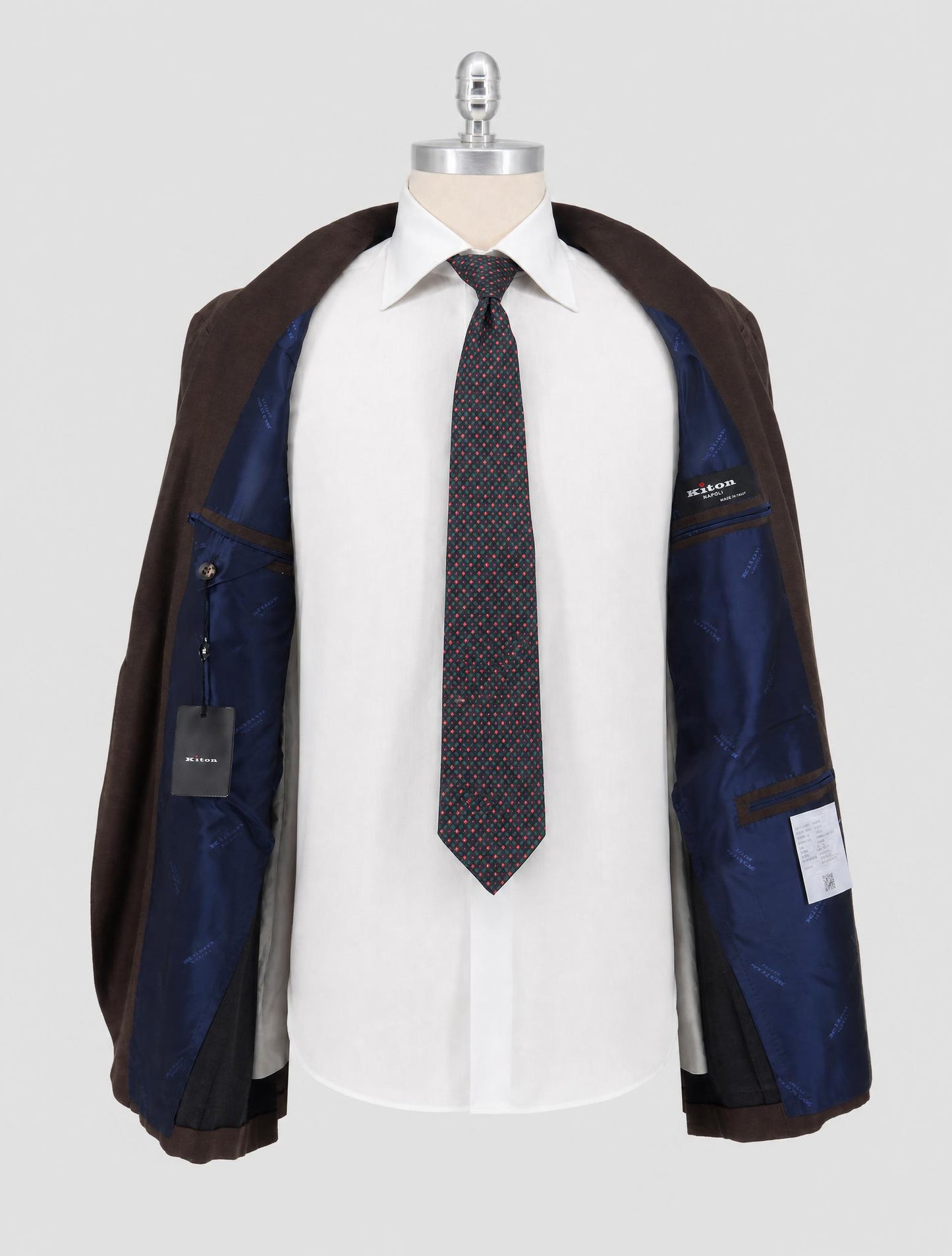 Kiton Brown Green Cotton Silk Cashmere Blazer