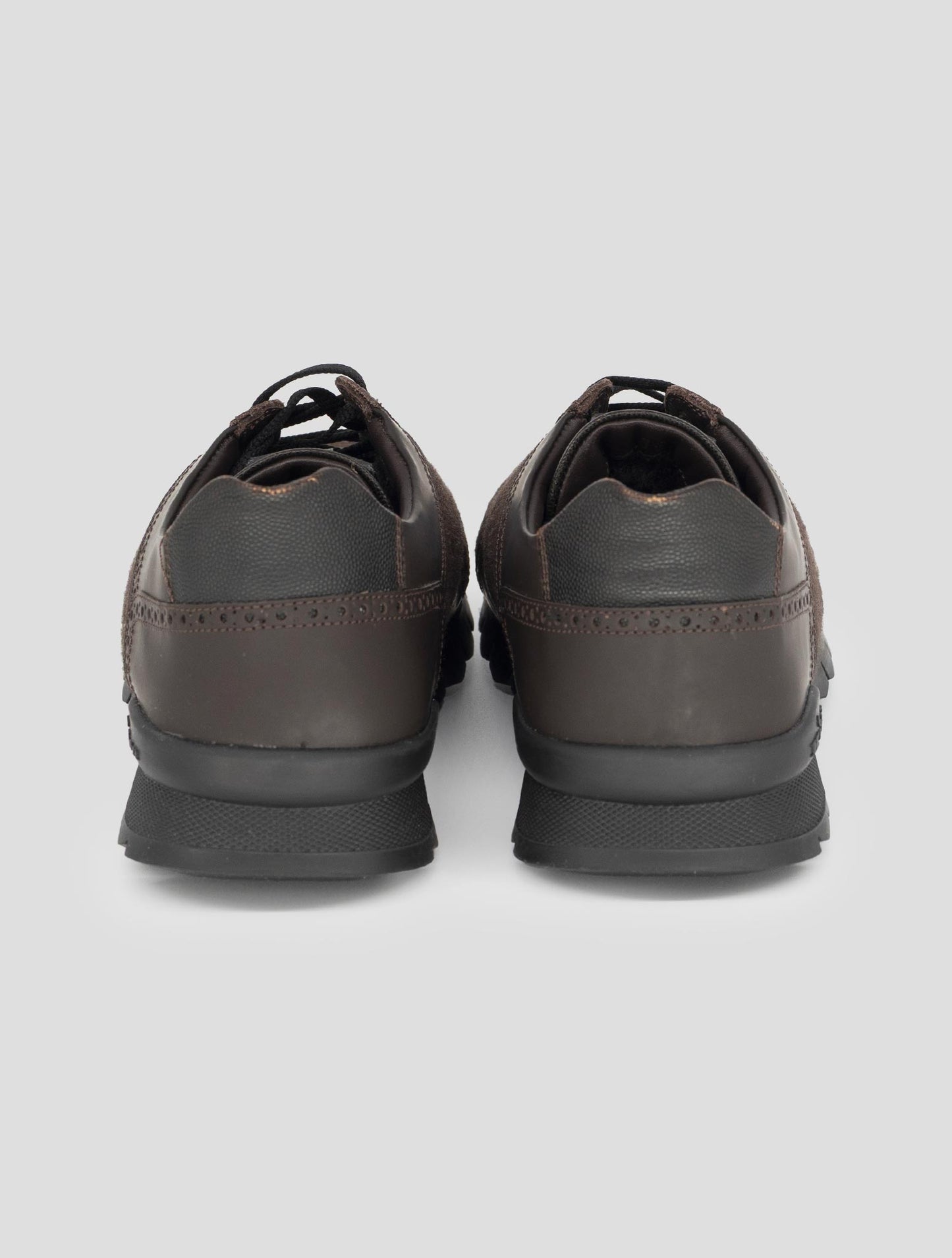 Kiton Brown Leather Virgin Wool Pa Fur Sneakers