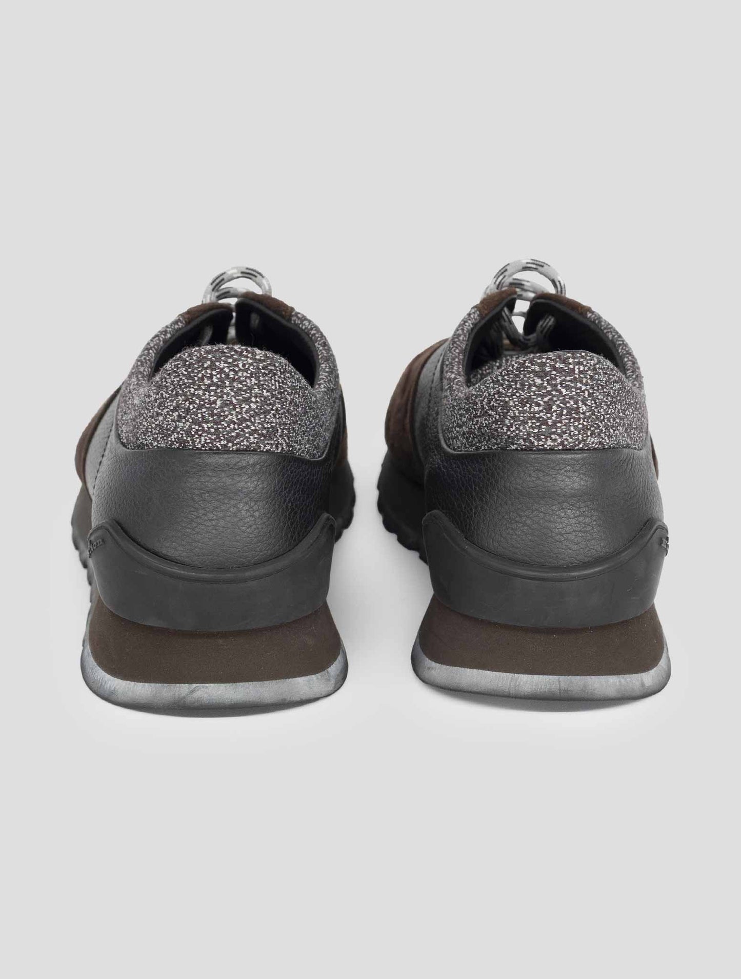 Kiton Brown Black Leather Suede Sneakers