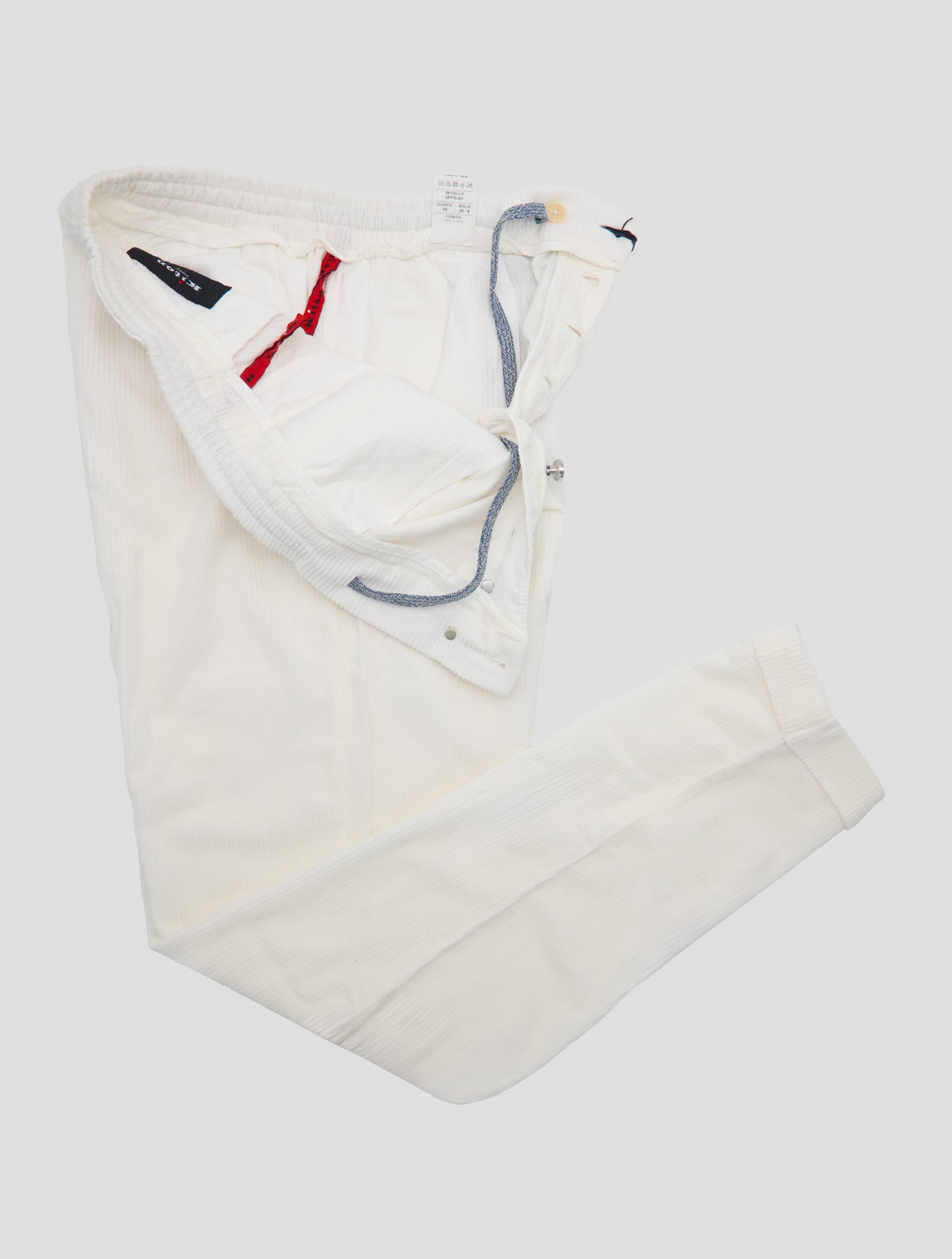 Kiton White Cotton Velvet Pants