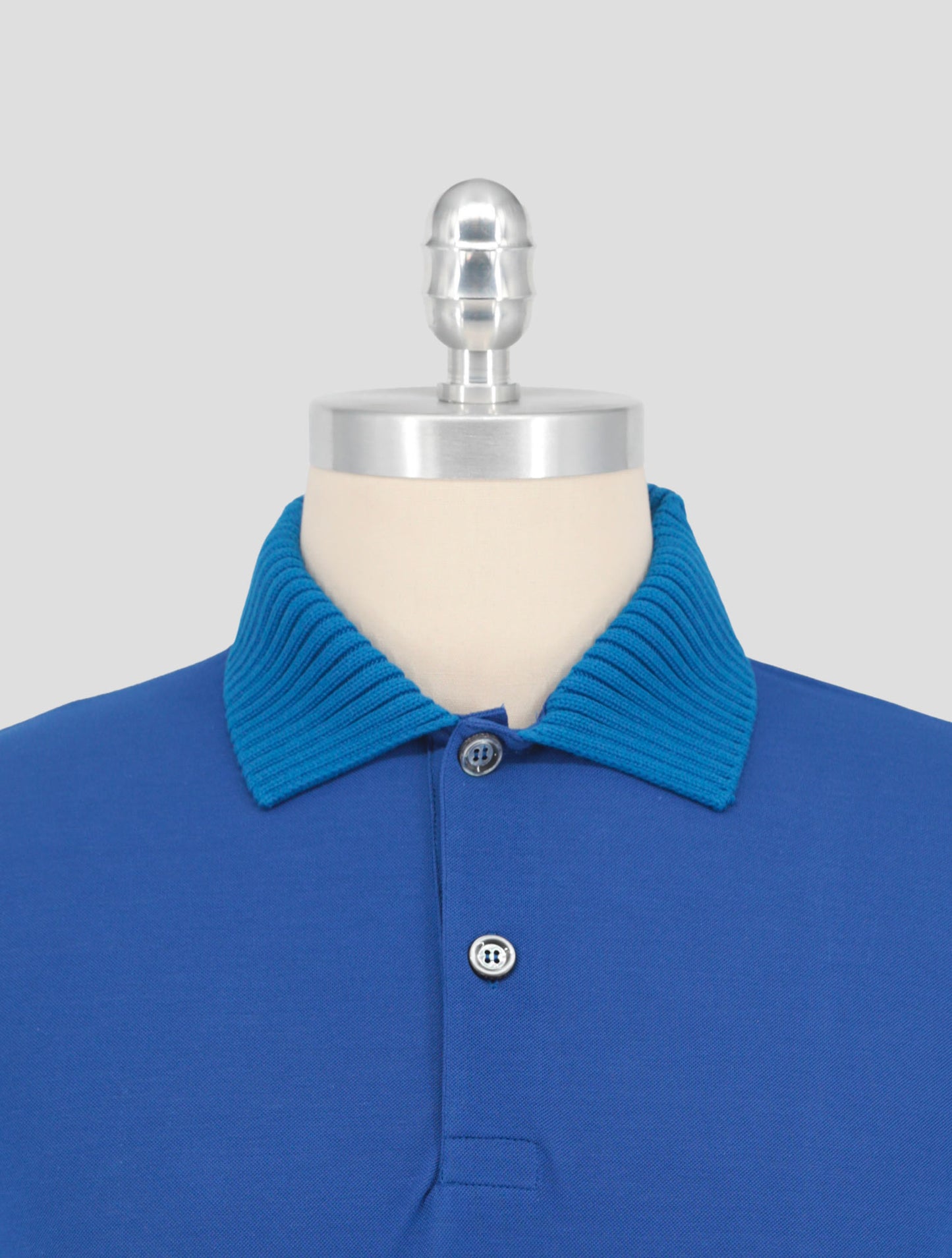Kiton Blue Cotton Polo Half Zip