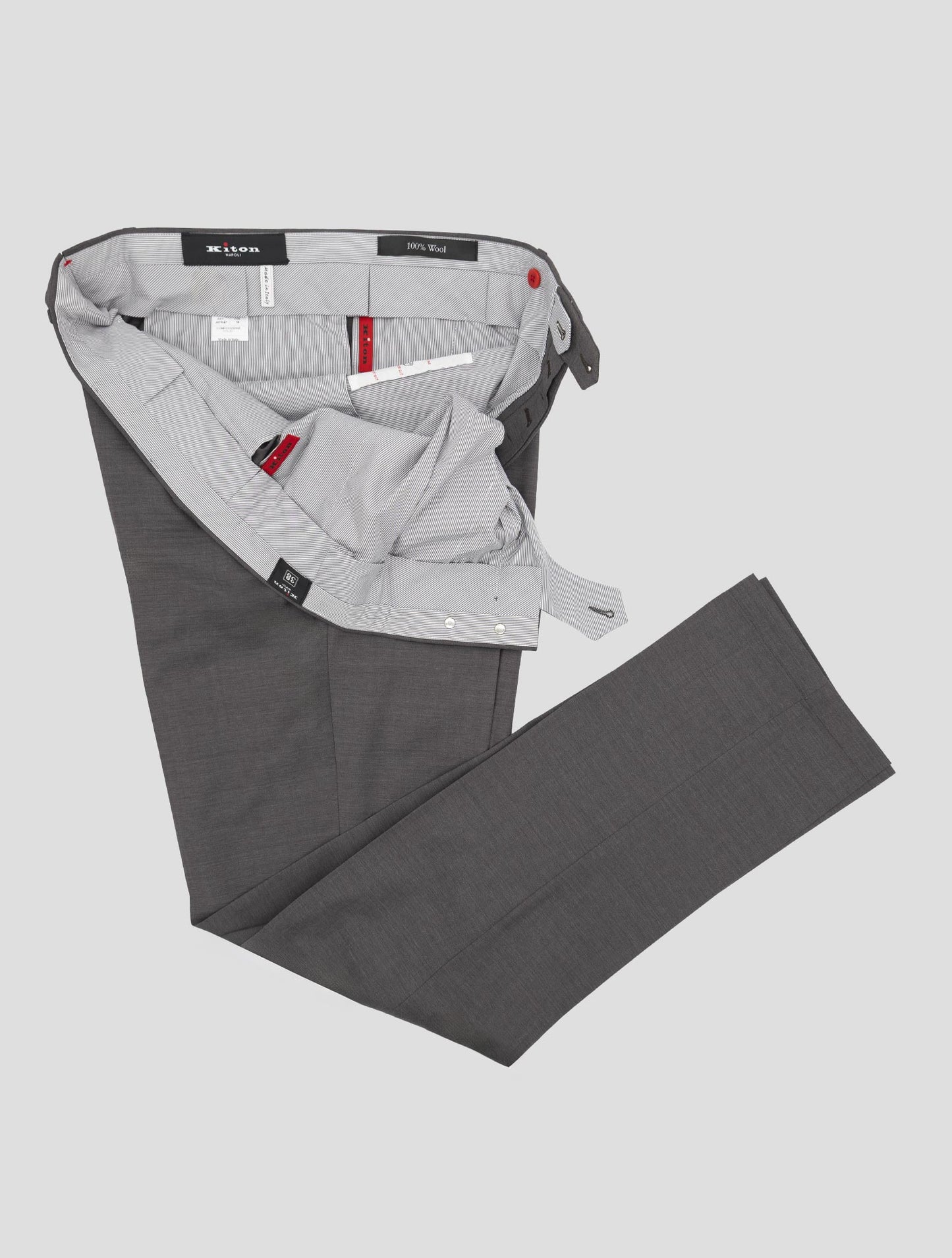 Kiton Gray Virgin Wool Dress Pants