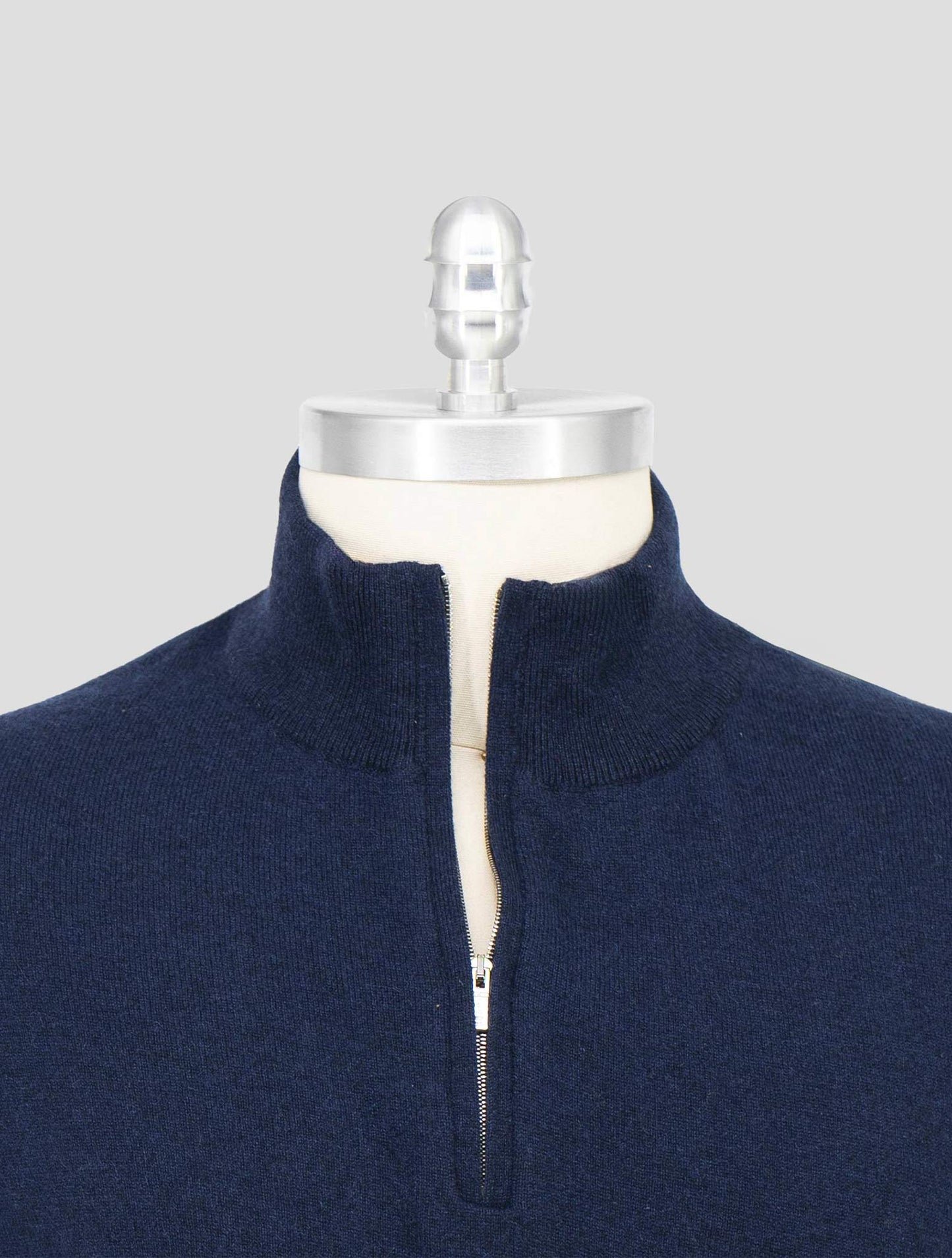 Kiton Blue Cashmere Sweater half Zip