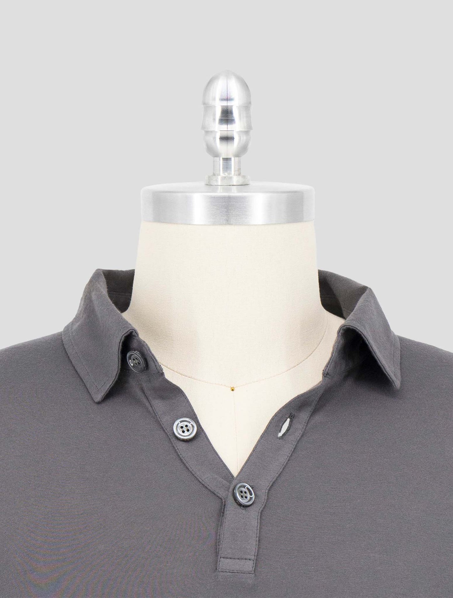 Kiton Gray Cotton Cashmere Sweater Polo