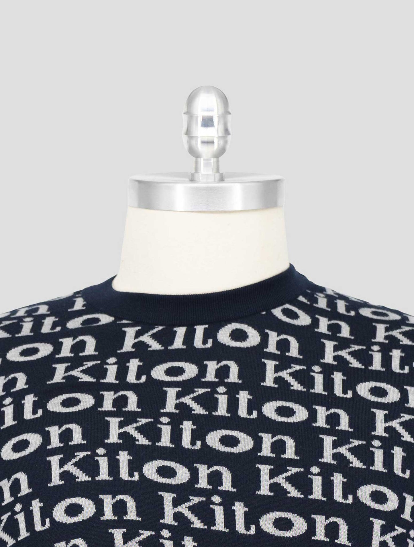 Kiton Blue Gray Cotton Sweater Crewneck