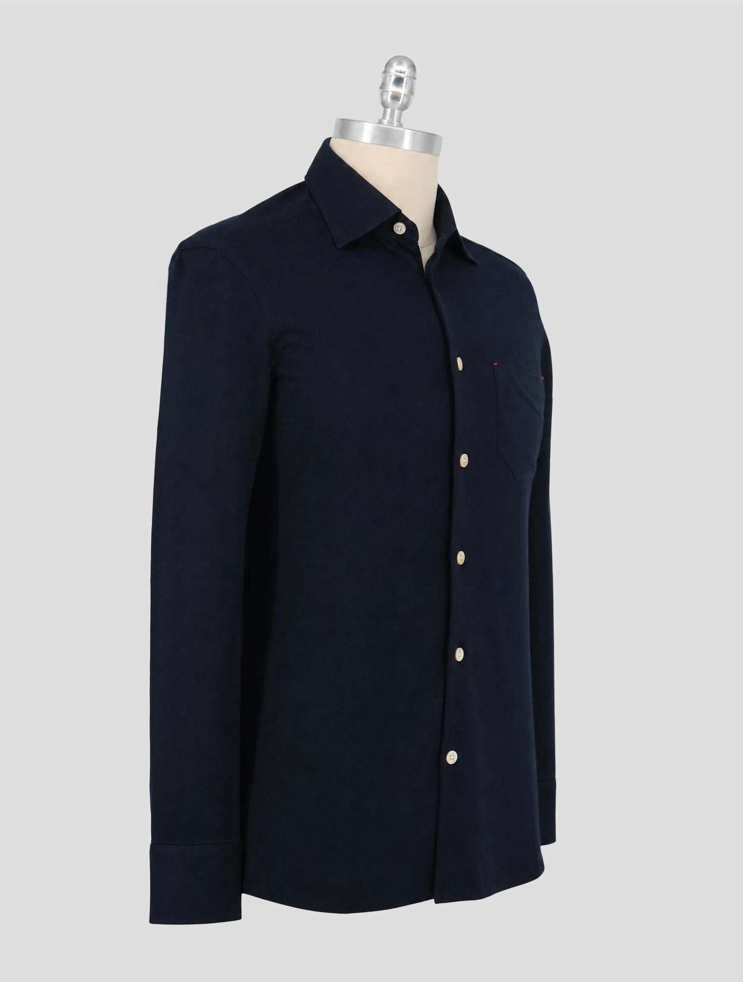 Kiton Dark Blue Cotton Cashmere Shirt