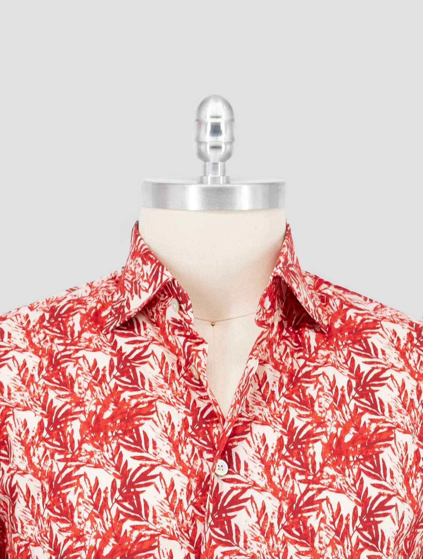 Kiton Red White Cotton Shirt