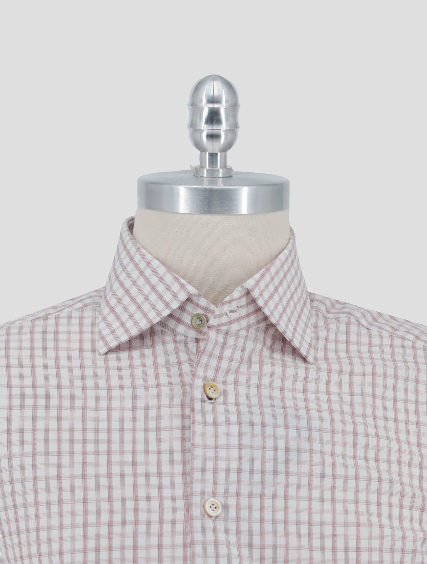 Kiton Brown White Cotton Shirt