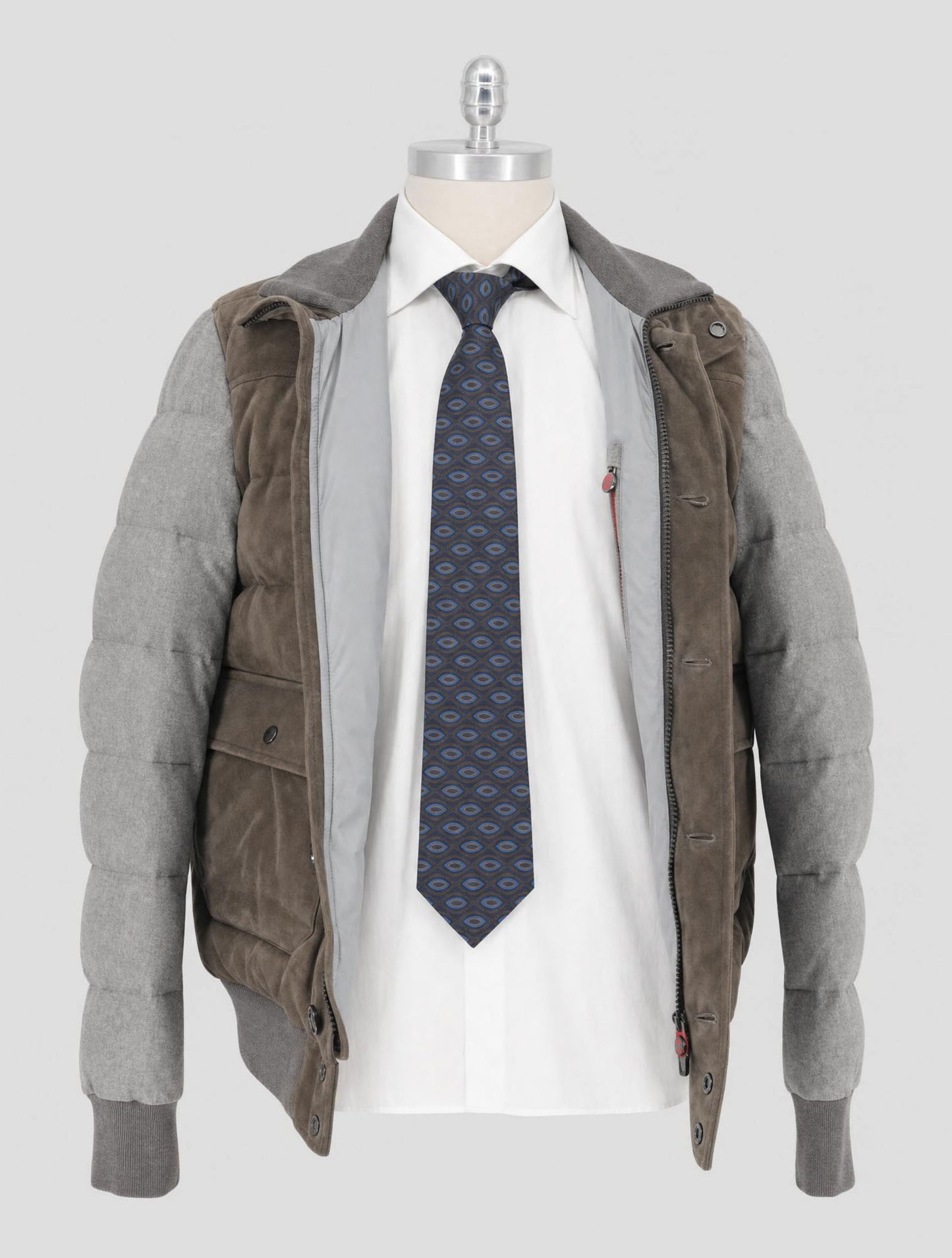 Kiton Green Beige Leather Suede Cashmere Coat