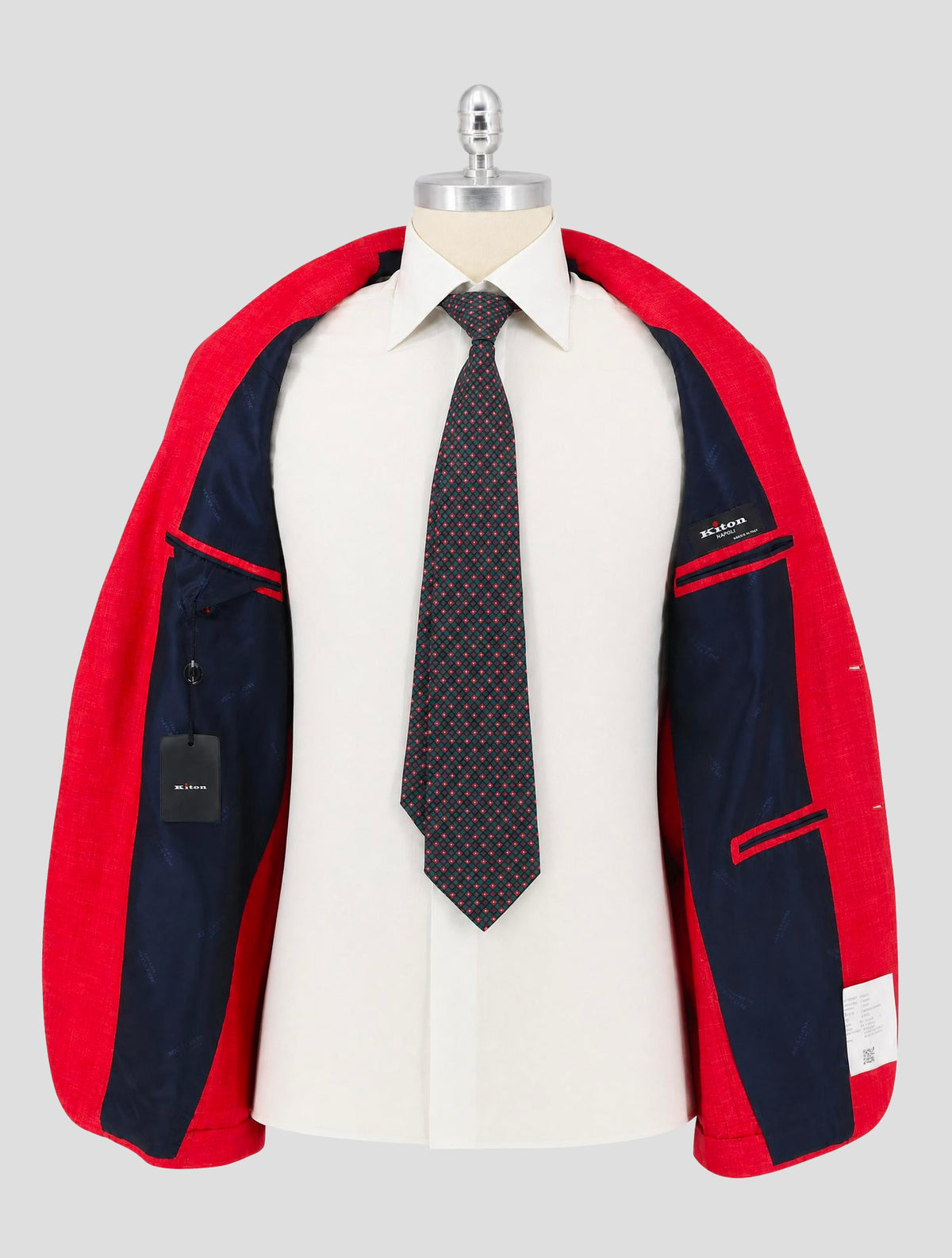 Kiton Red Silk Cashmere Linen Blazer