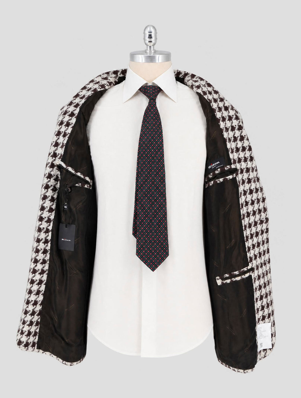 Kiton Brown White Cashmere Silk Blazer