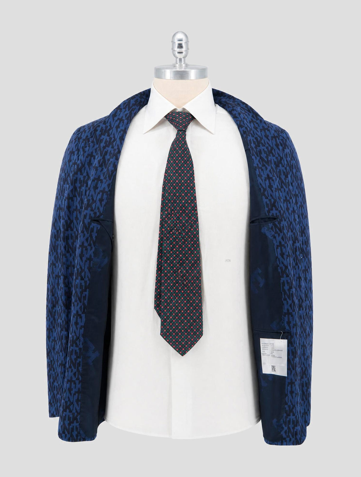 Kiton KNT Blue Black Cotton Cashmere Pa Coat