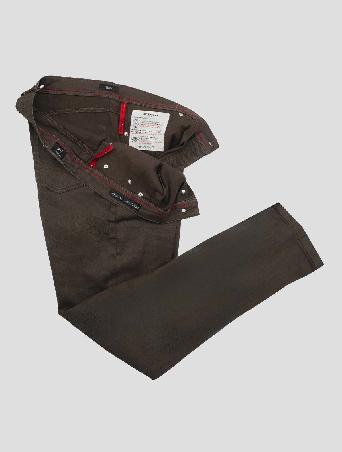 Kiton Brown Linen Cotton Ea Jeans