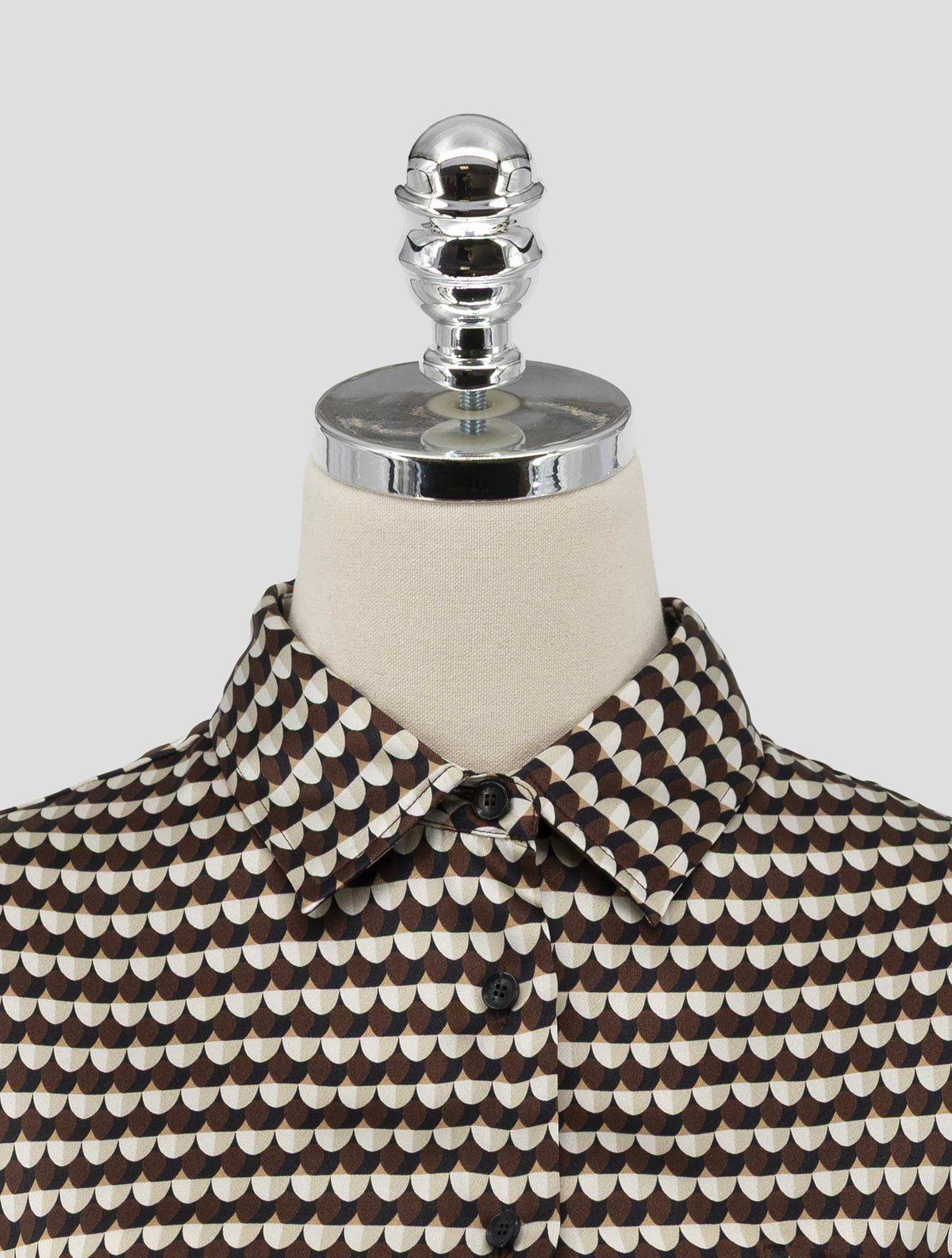 Kiton Brown White Silk Shirt Woman