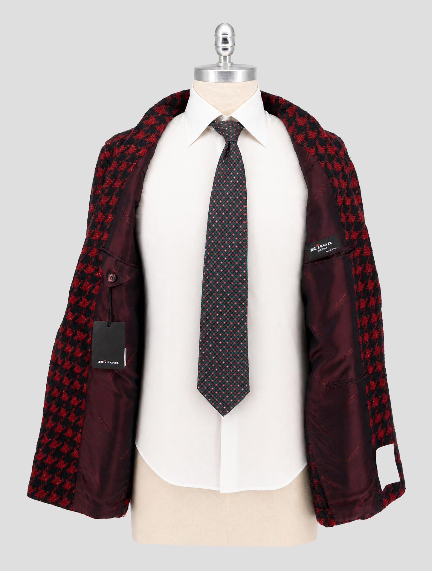Kiton Burgundy Black Cashmere Silk Blazer