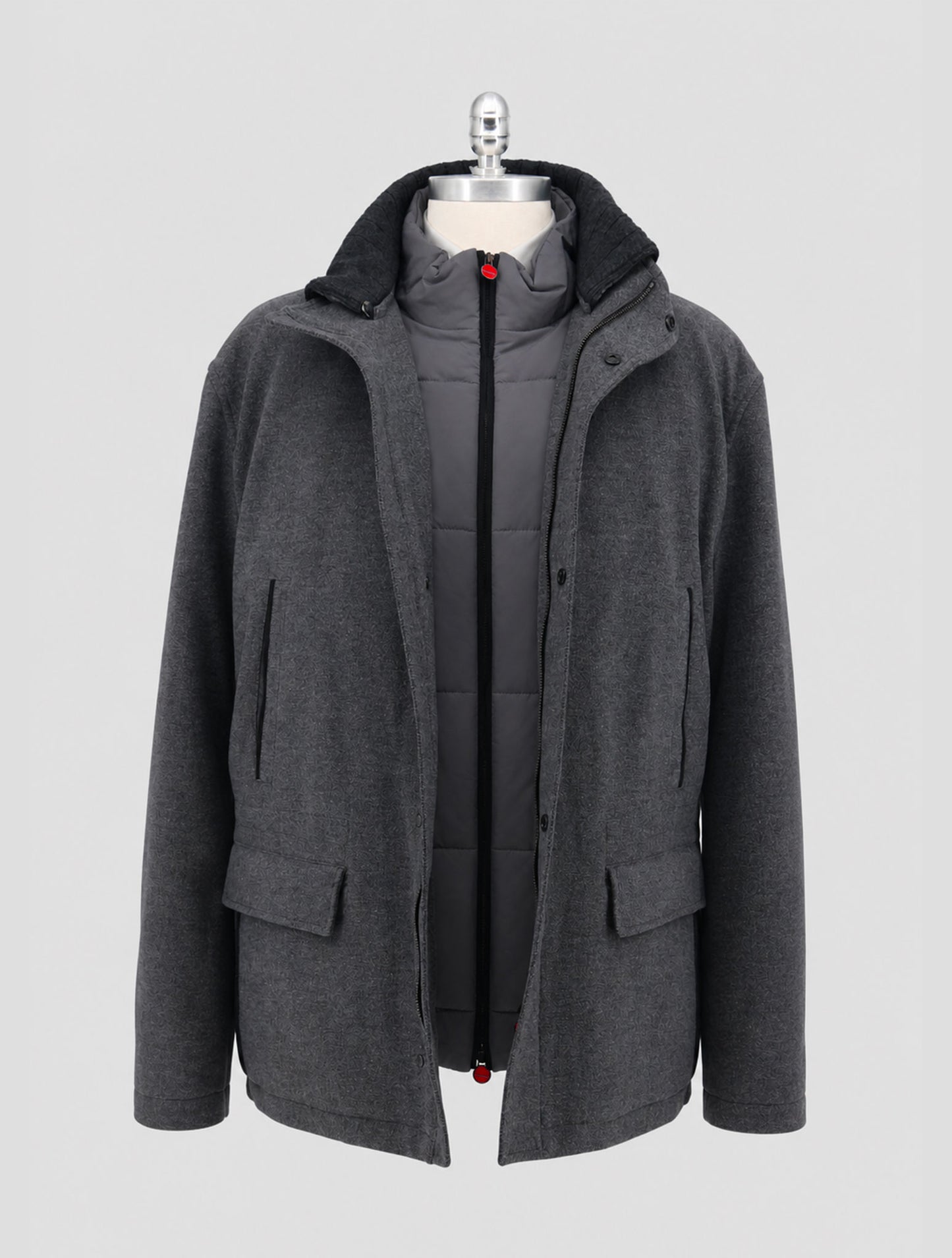 Kiton Gray Virgin Wool Silk Cashmere Ea Coat