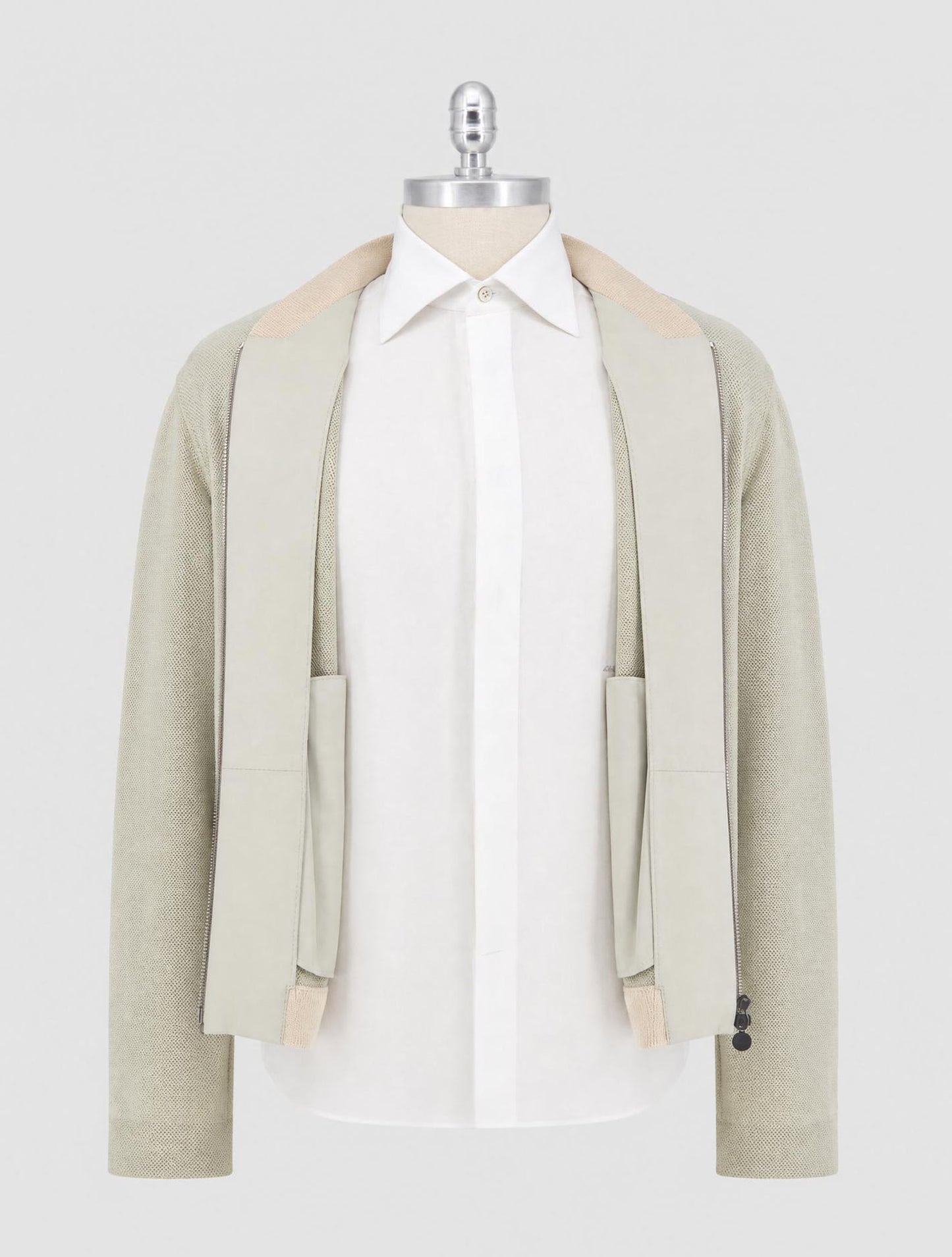 Kiton Green Leather Suede Coat