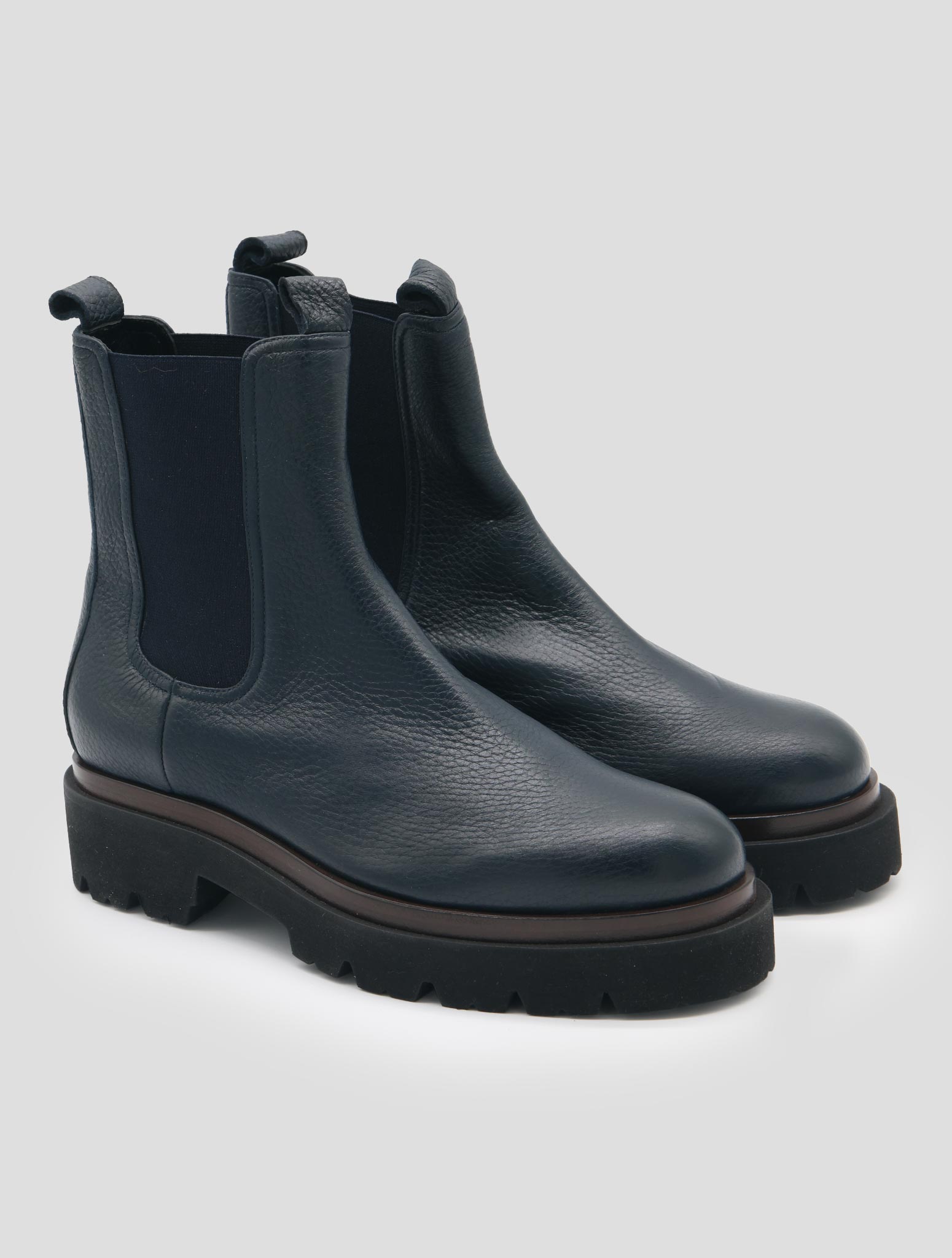 Kiton Blue Leather Deer Long Boots Women