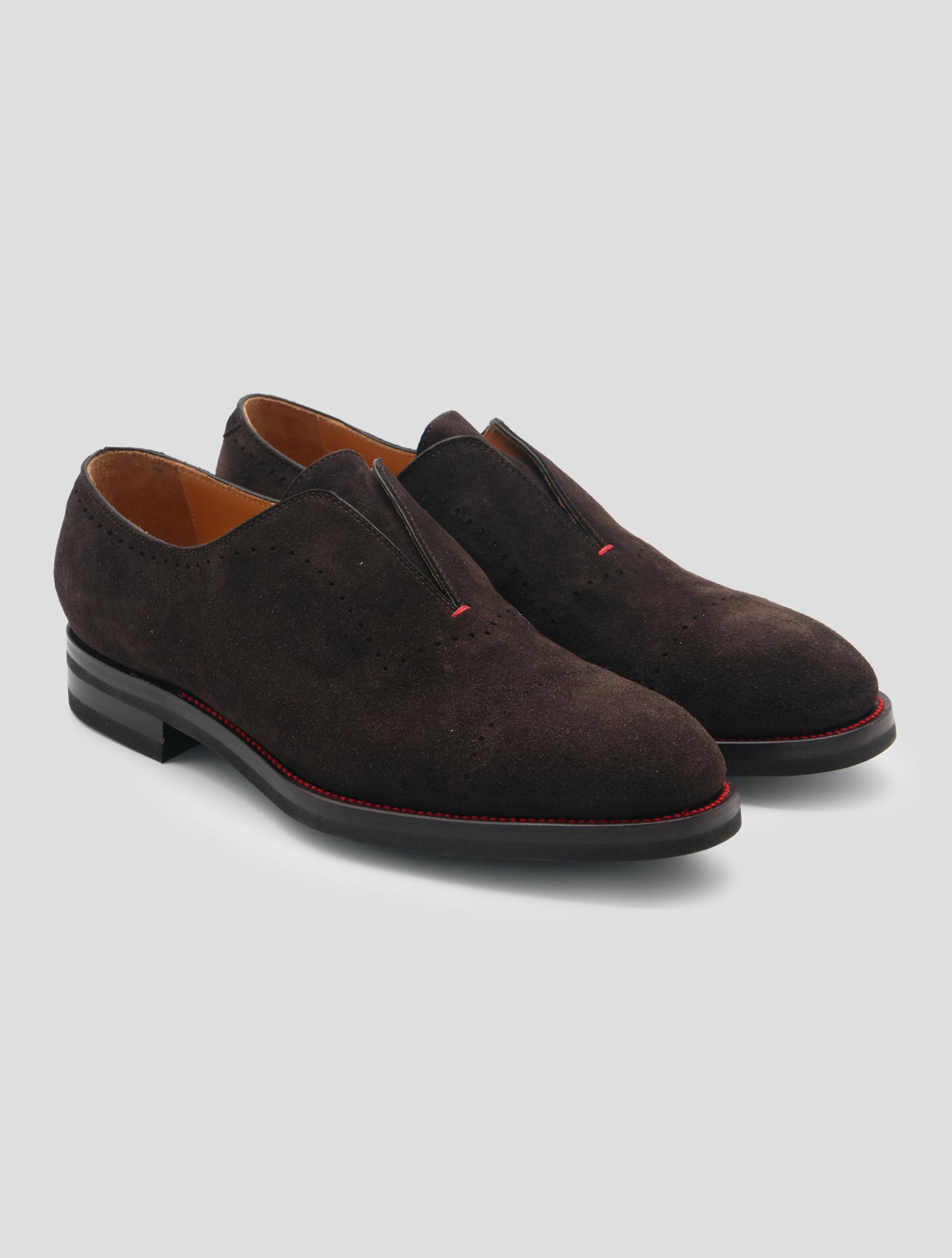 Kiton Brown Leather Suede Dress Shoes