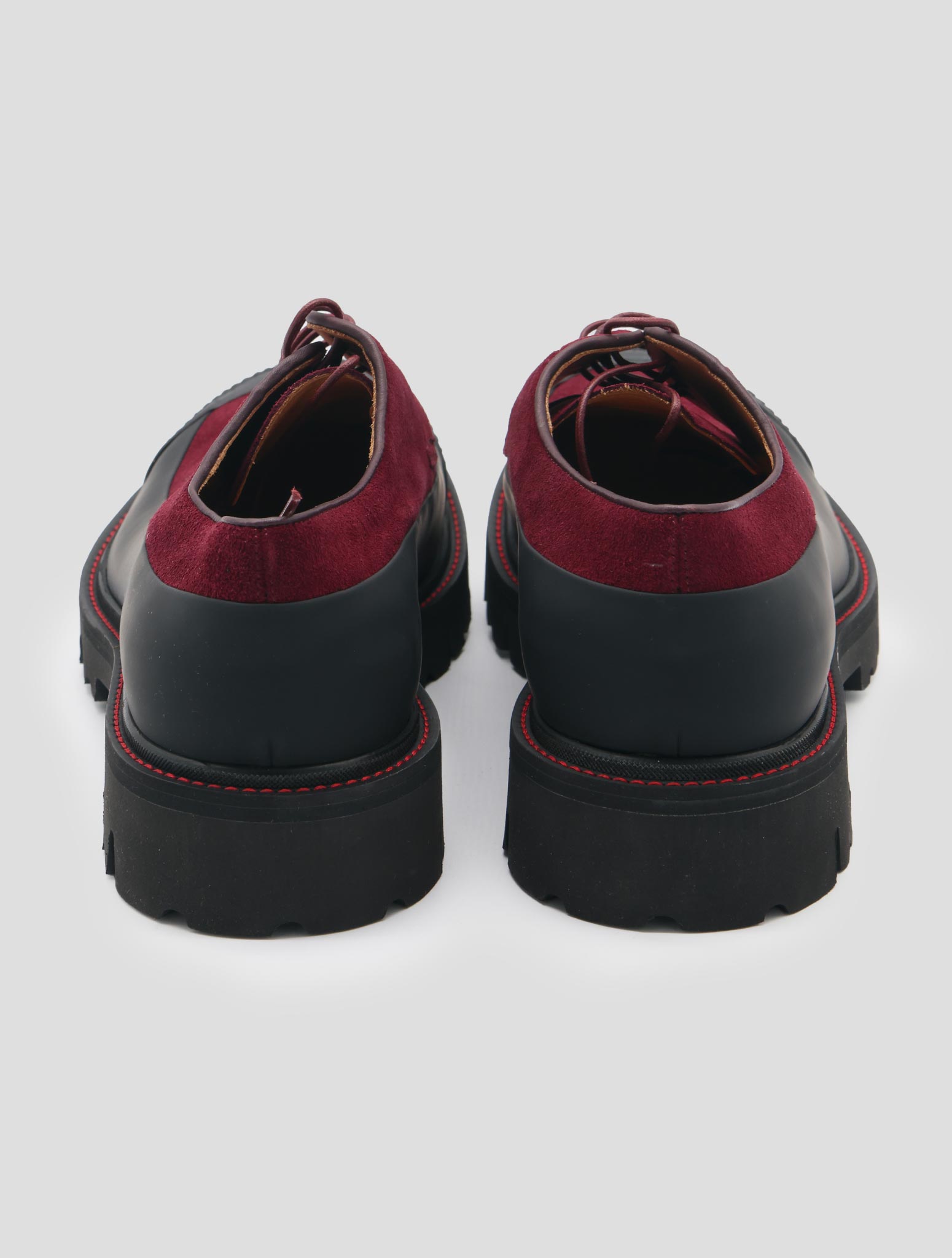 Kiton Burgundy Black Leather Suede Shoes