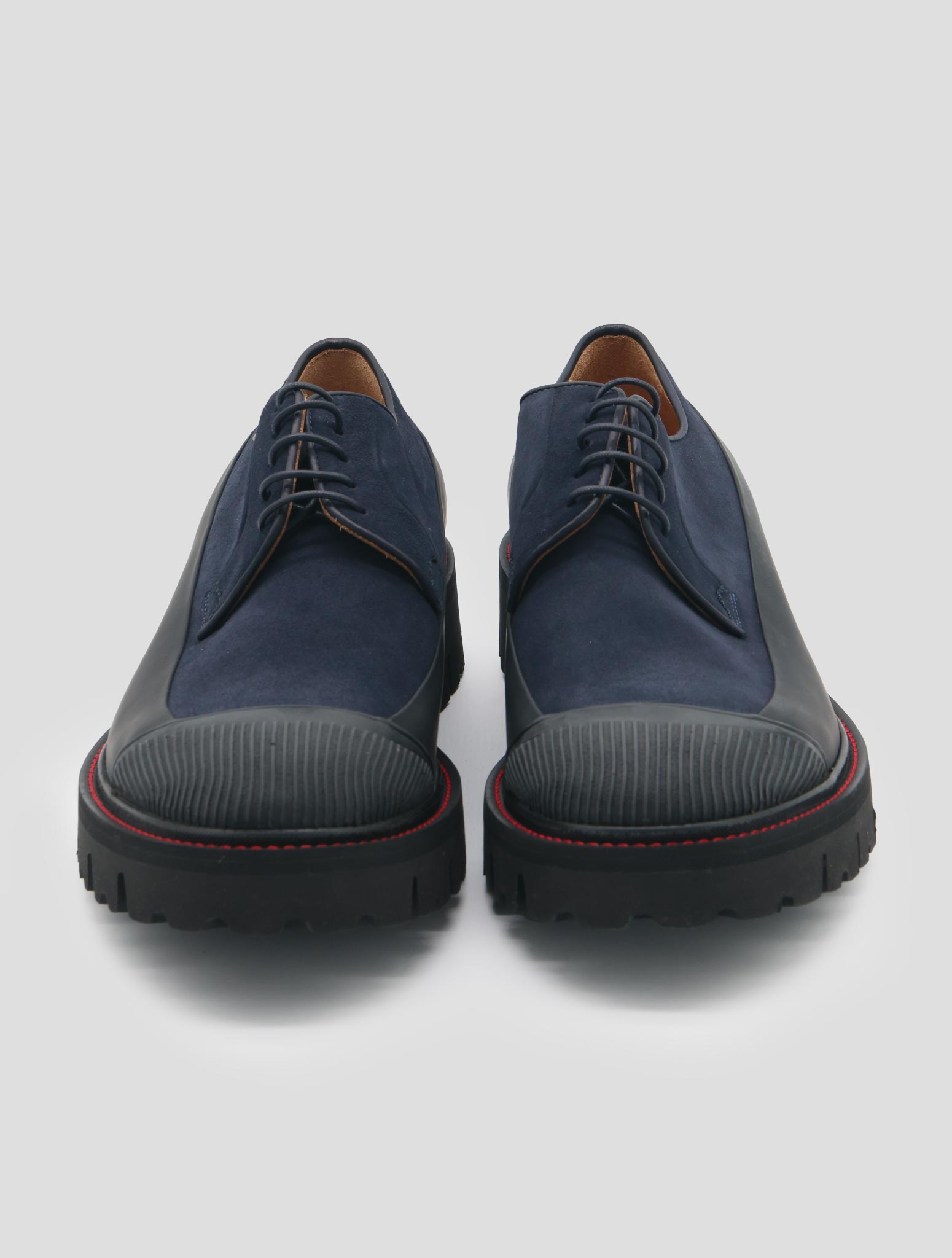 Kiton Blue Black Leather Suede Shoes