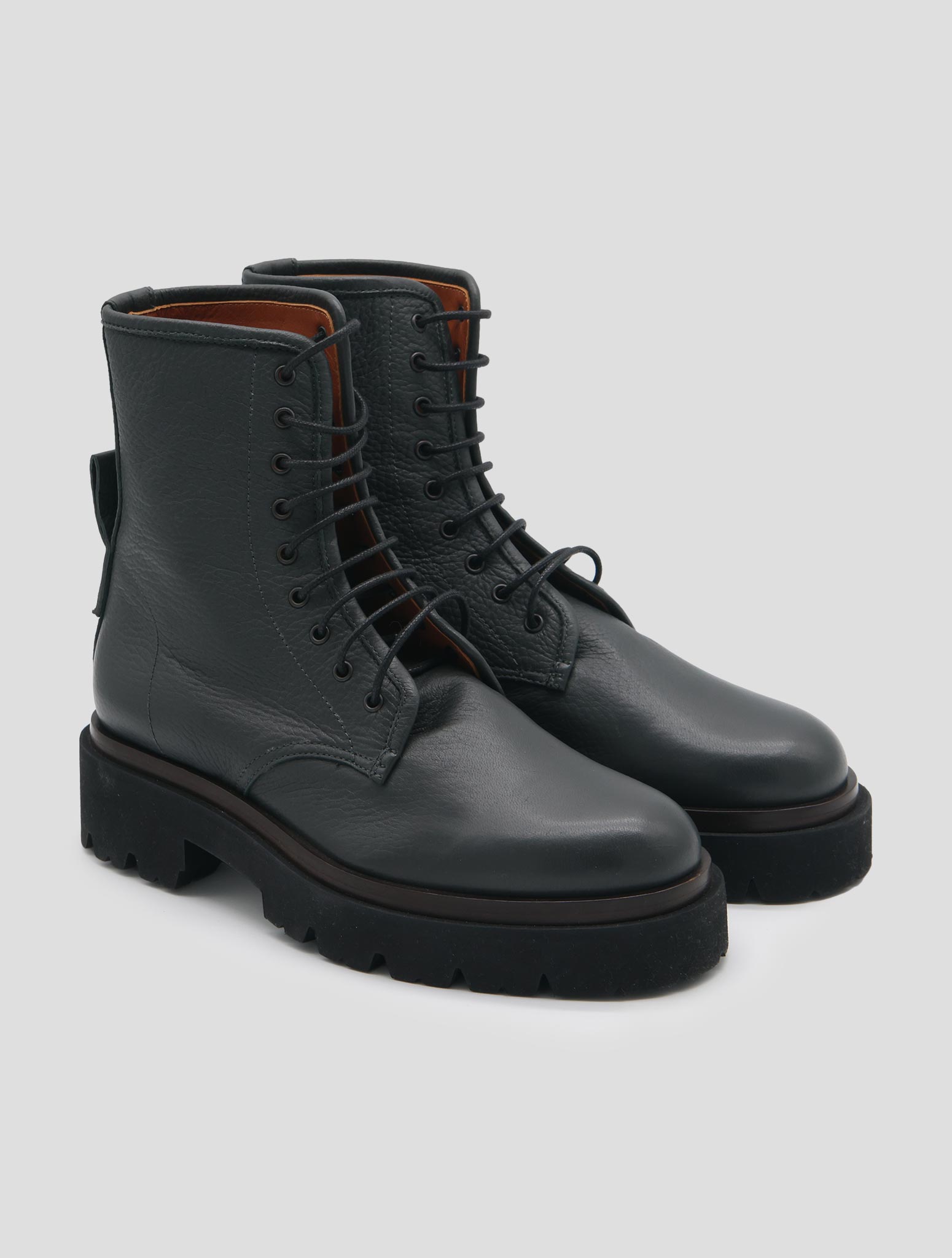 Kiton Gray Leather Deer Long Boots Women