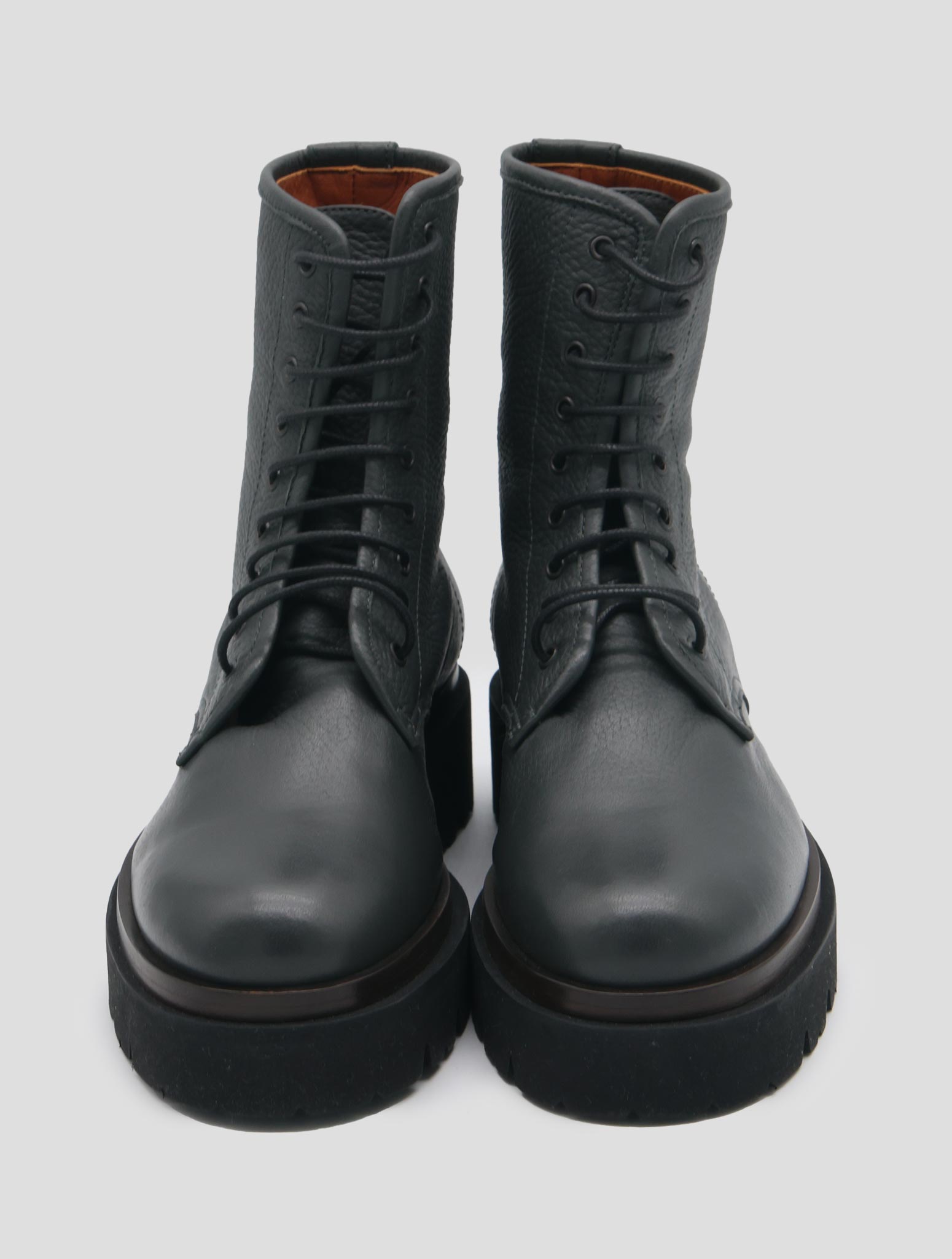 Kiton Gray Leather Deer Long Boots Women