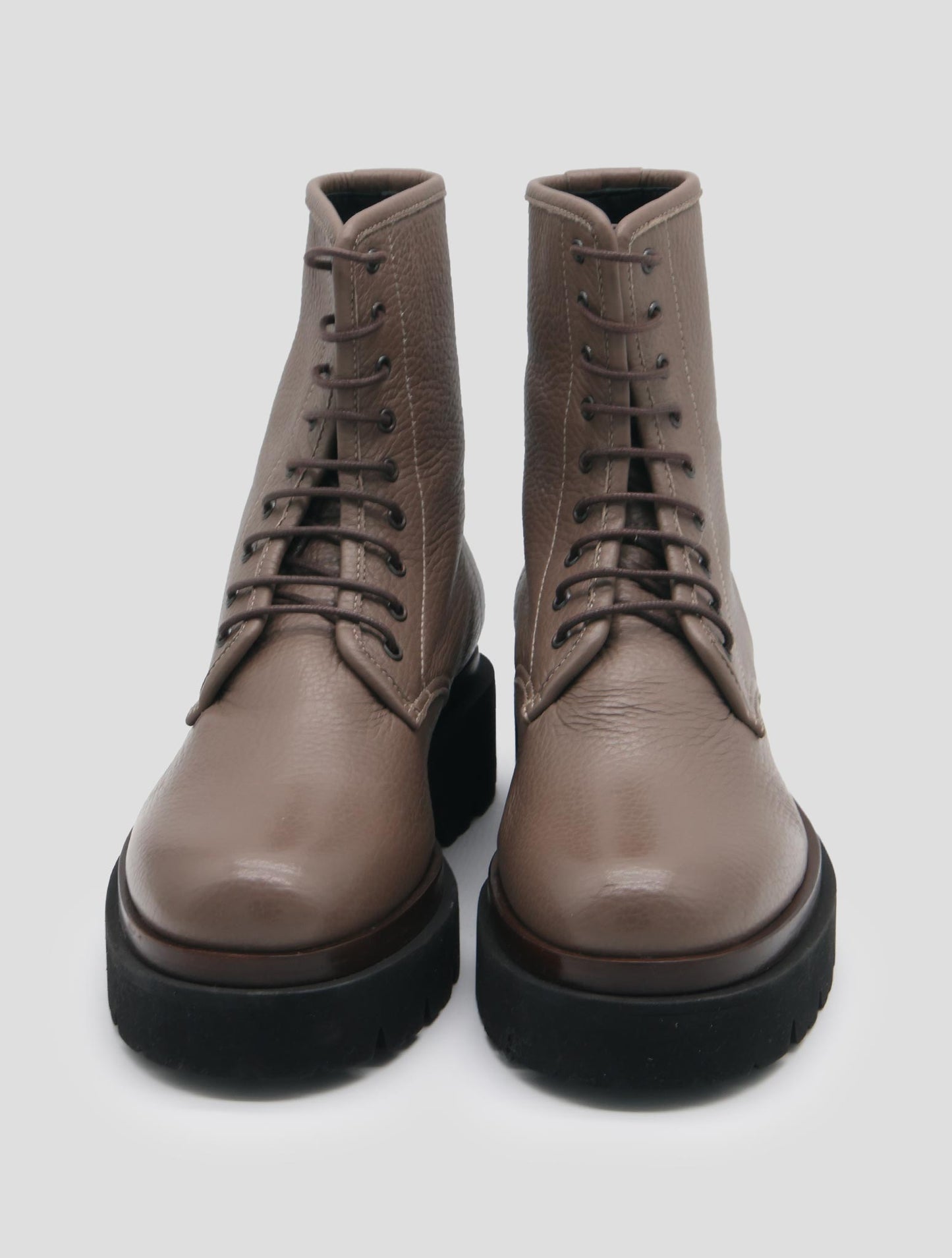 Kiton Taupe Leather Deer Long Boots Women