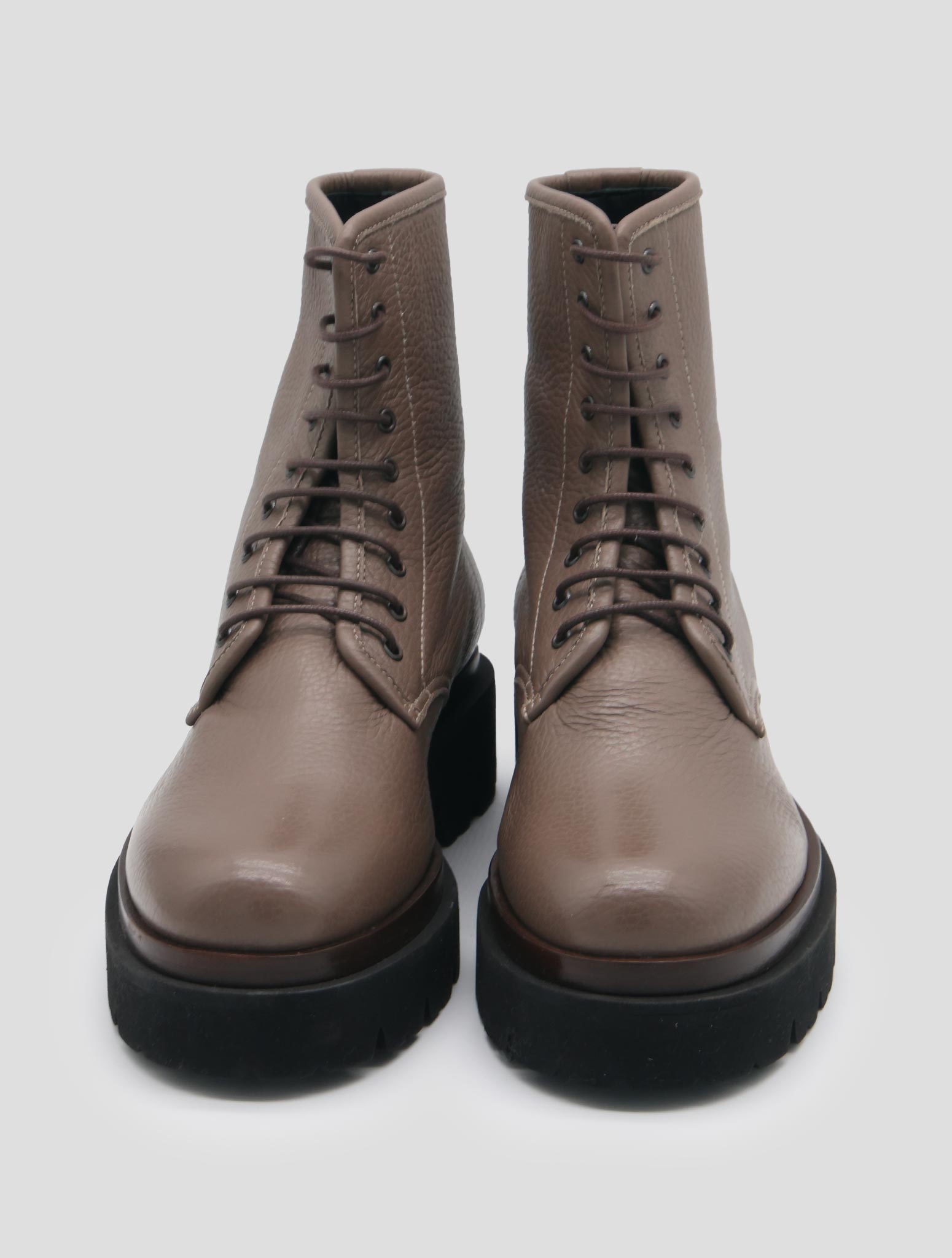 Kiton Taupe Leather Deer Long Boots Women