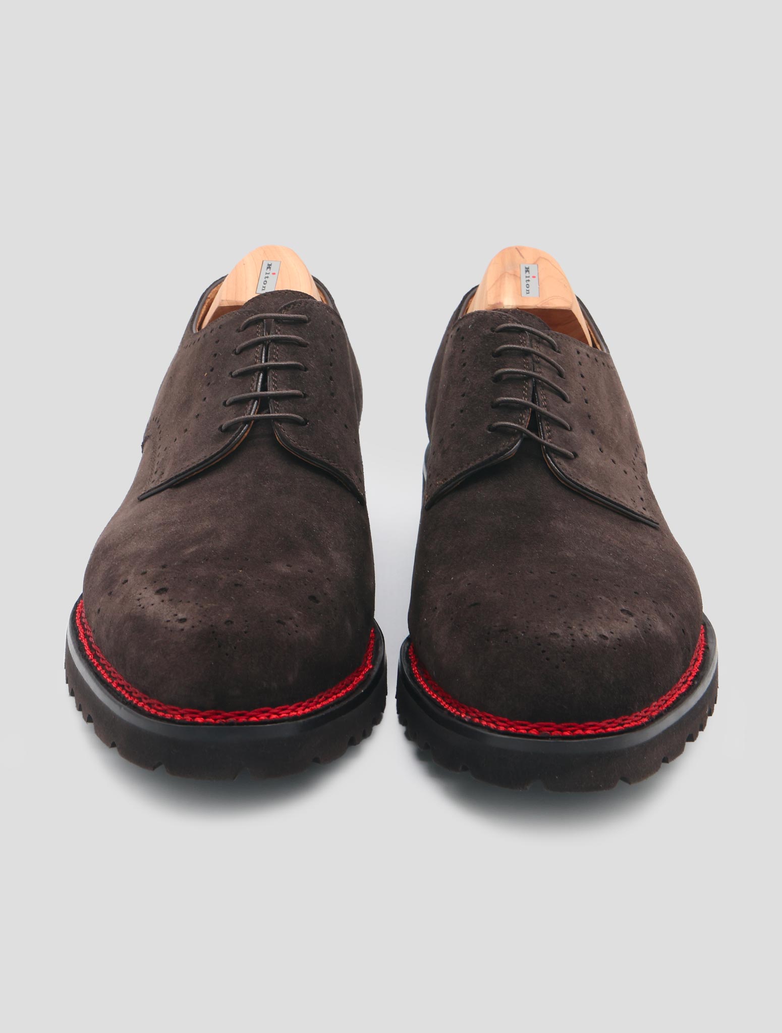 Kiton Brown Leather Suede Dress Shoes