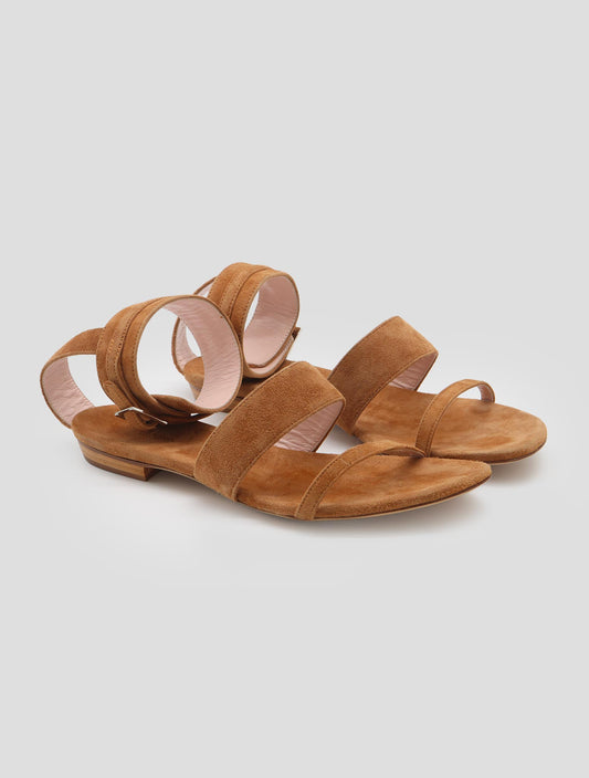 Kiton  Brown Leather Suede Sandals Women