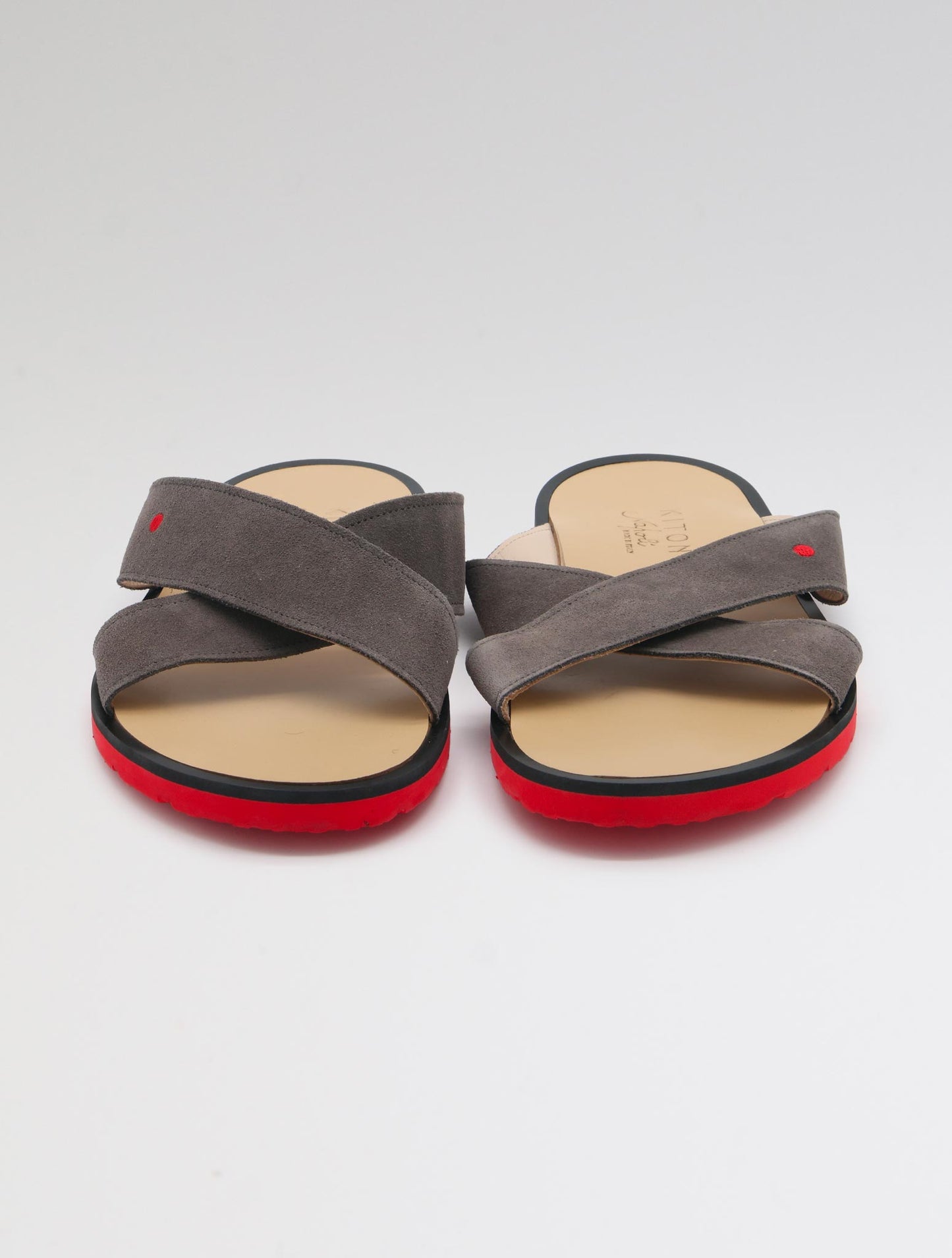 Kiton Beige Gray Leather Leather Suede Sandals
