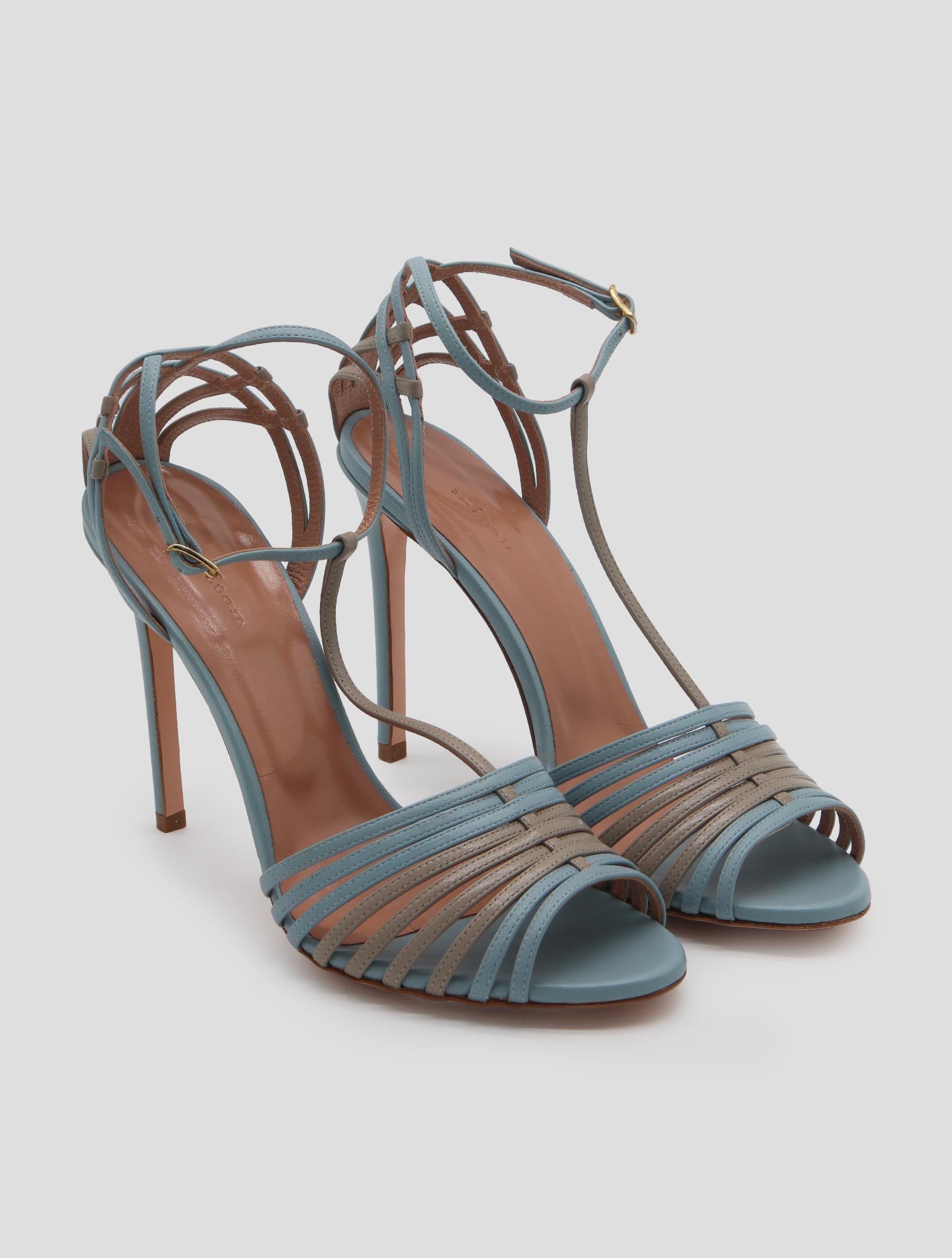 Kiton Beige Light Blue Leather  Decollete