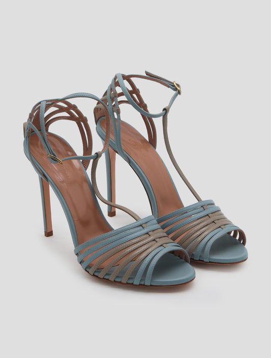 Kiton Beige Light Blue Leather  Decollete