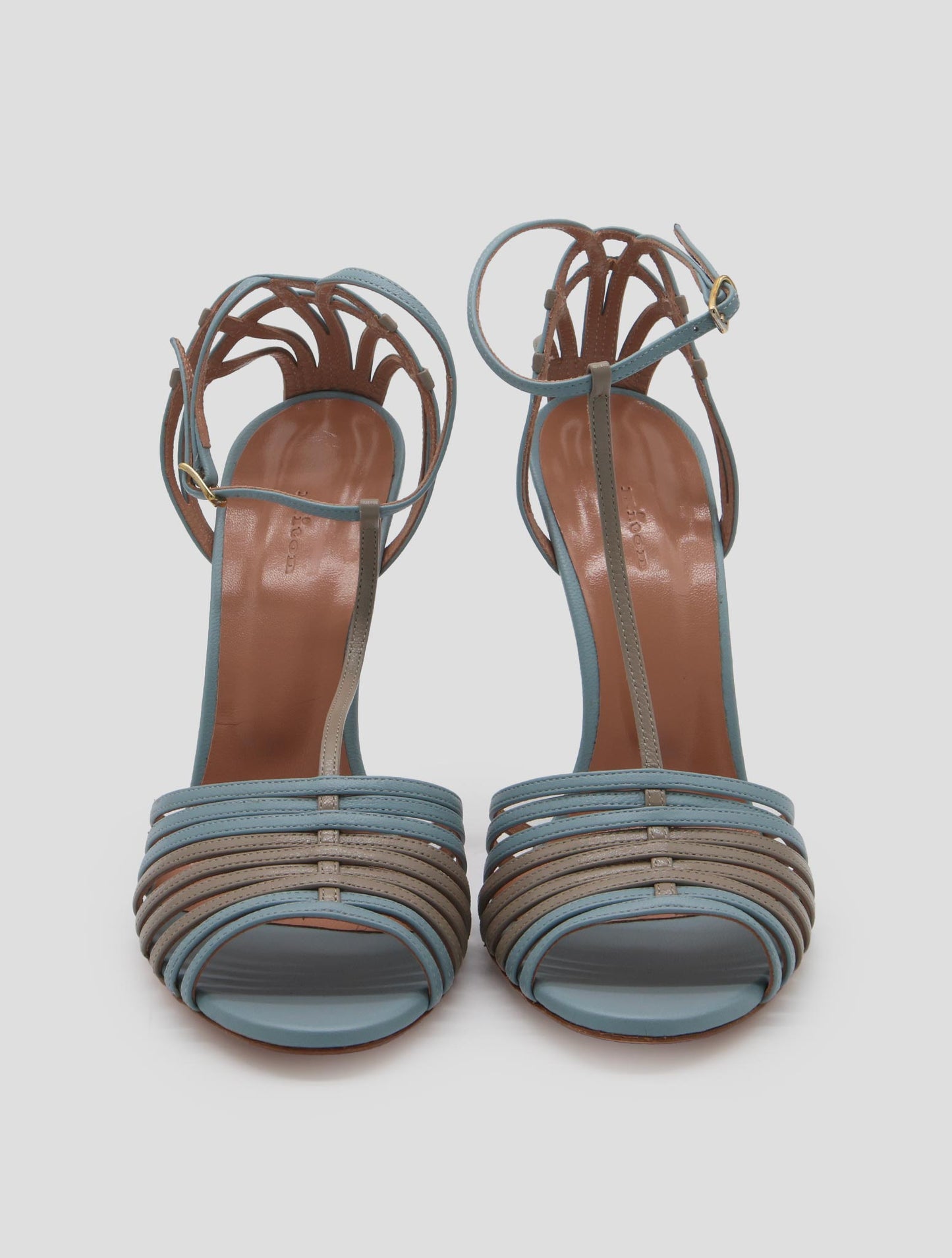 Kiton Beige Light Blue Leather  Decollete
