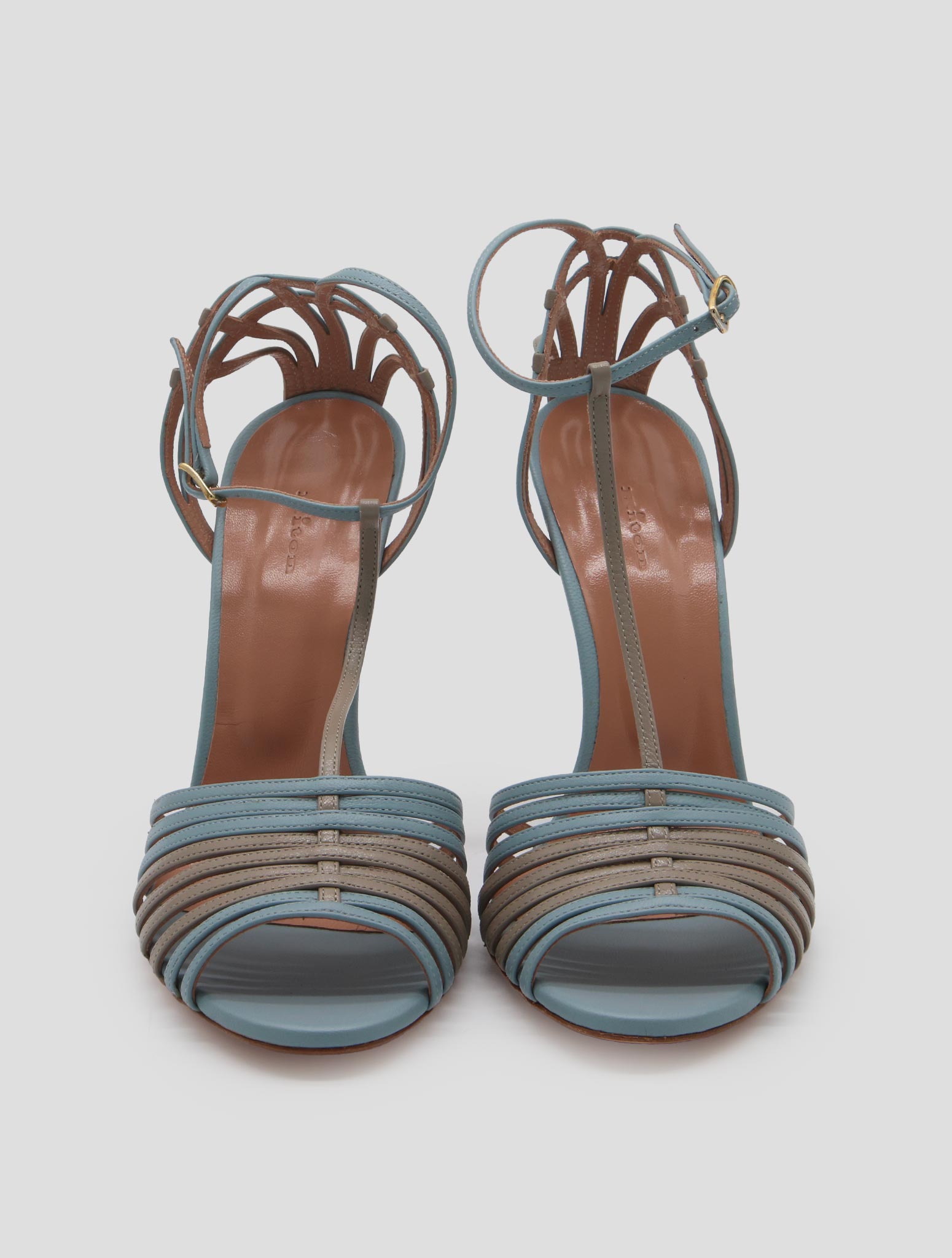 Kiton Beige Light Blue Leather  Decollete