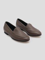 Kiton Taupe Leather Loafers Women